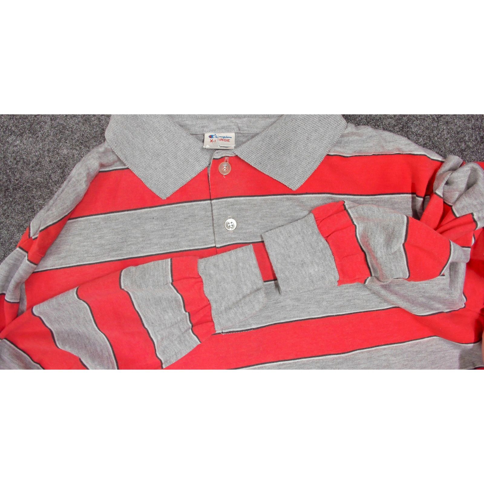 Champion 80s Champion Tri-Blend Single Stitch Striped Polo XL Size US XL / EU 56 / 4 - 10 Thumbnail