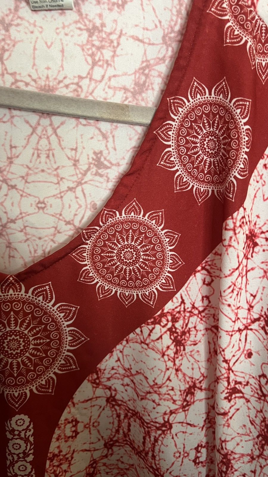 Other Ashro Red White Mandala Sun Kaftan Dress Kimono Sleeve Size ONE SIZE - 4 Thumbnail