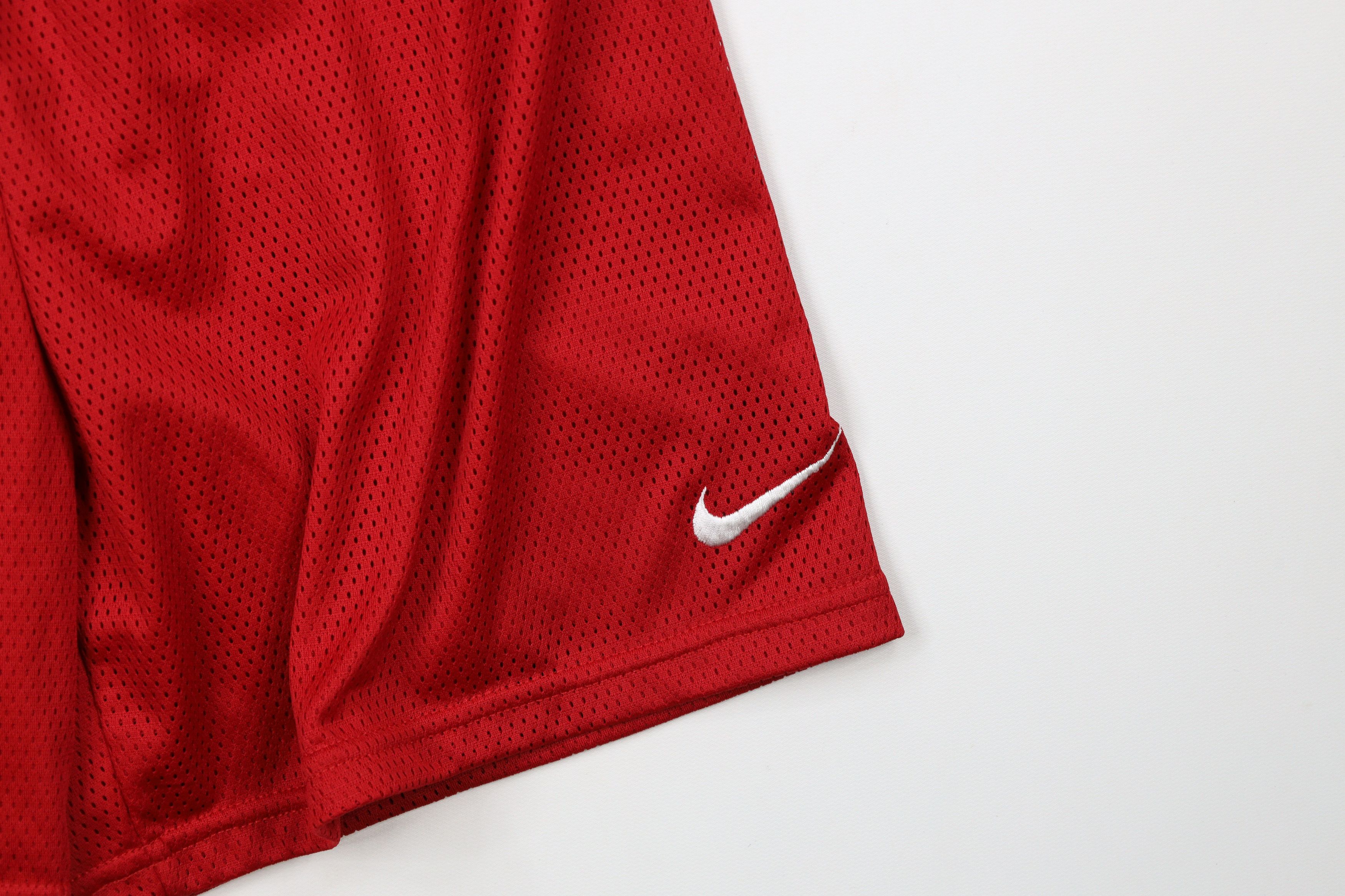 Nike × Vintage Vintage 90s Nike Mini Swoosh Above Knee Mesh Shorts Red Size US 34 / EU 50 - 4 Thumbnail