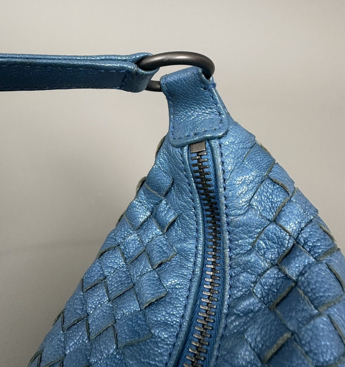 Bottega Veneta Bottega Veneta - Zip Hobo Intrecciato Nappa - Metallic Blue Size ONE SIZE - 11 Thumbnail