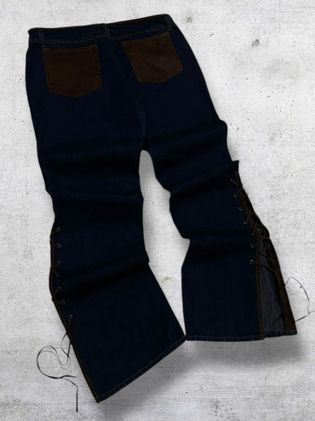Tornado Mart VINTAGE ROUTE 66 RARE DESIGNER FLARED LACE UP COWBOY DENIM Size US 32 / EU 48 - 10 Thumbnail