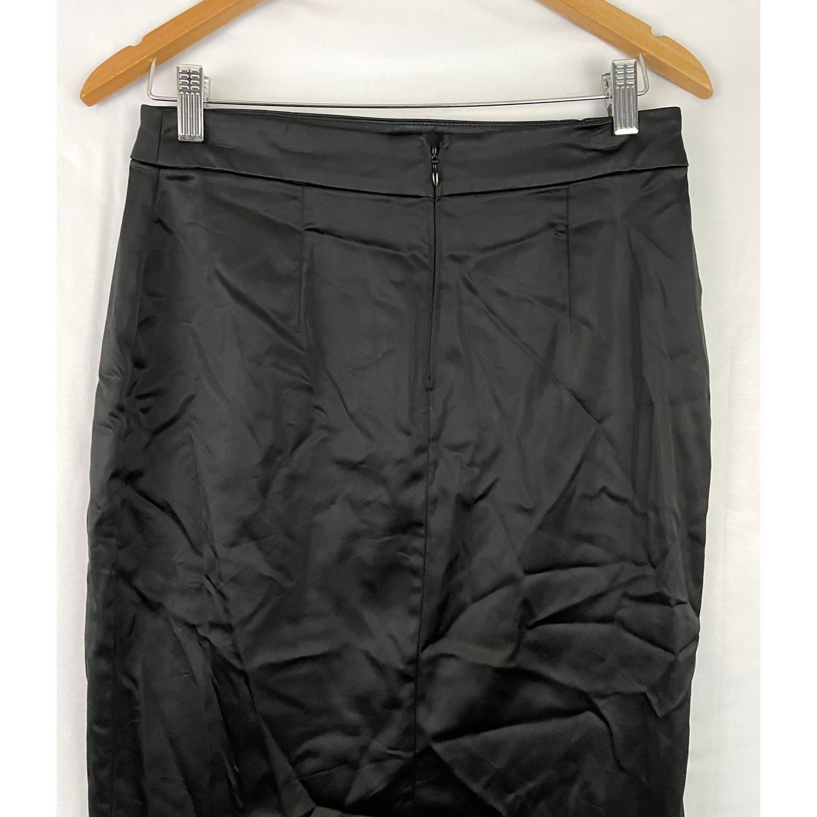 Tadashi Shoji VTG Tadashi Black Satin Pencil Skirt Midi Stretch Sz 6 Size 28" / US 6 / IT 42 - 3 Thumbnail