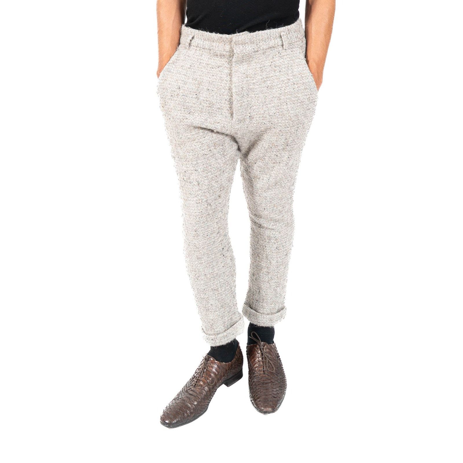 Haider Ackermann FW14 Cropped Trousers in Grey Boucle Wool Size US 30 / EU 46 - 1 Thumbnail