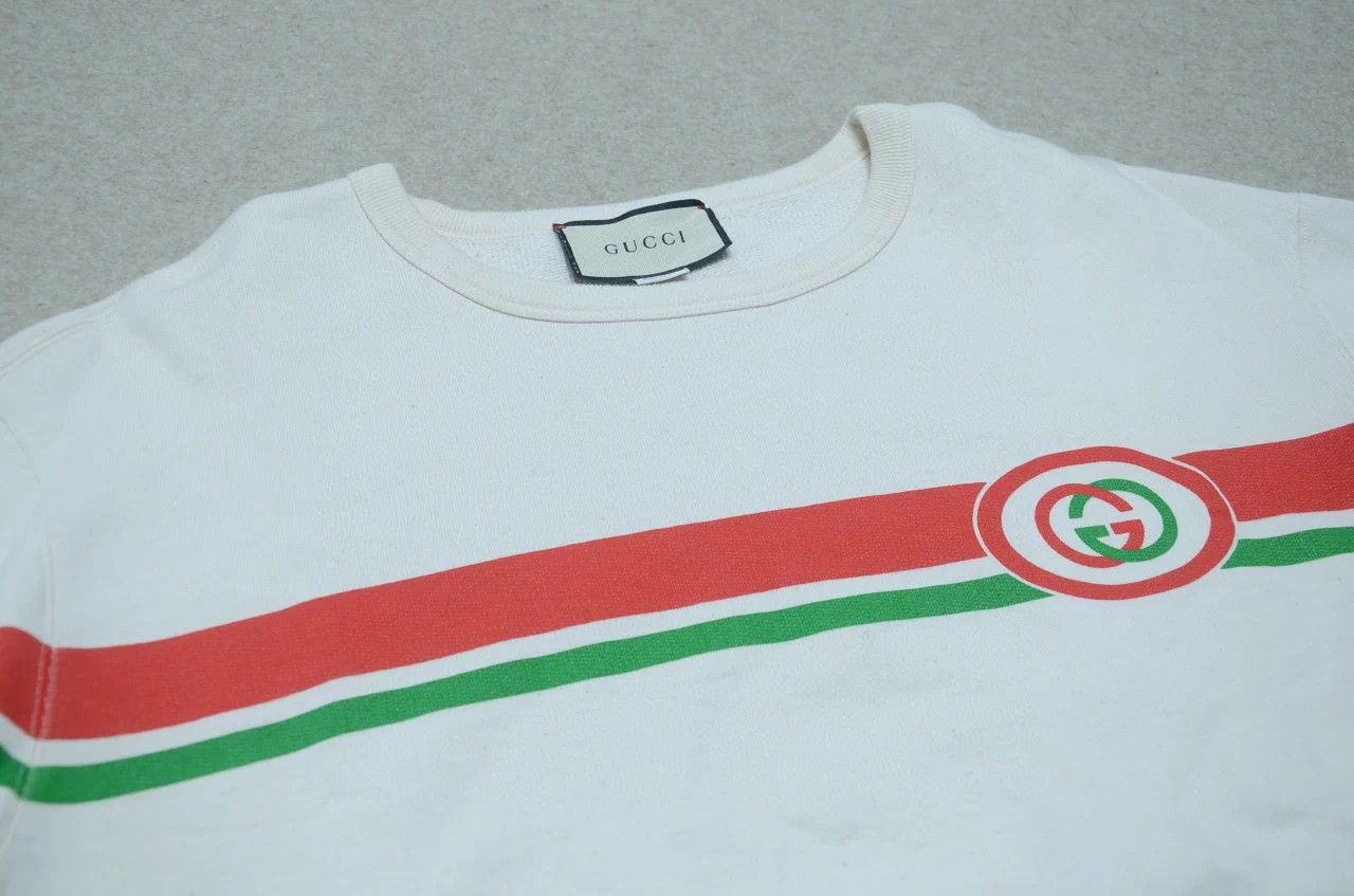 Gucci Gucci Double G Vintage Stripe White Unisex Sweatshirt XL Size US XL / EU 56 / 4 - 3 Thumbnail