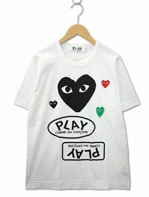Comme des Garcons PLAY Short Sleeve Logo Heart Print Embroidery Tshirt Size US XL / EU 56 / 4 - 1 Thumbnail