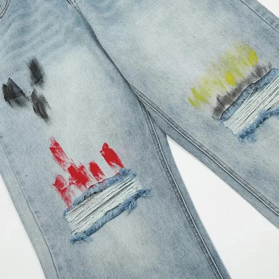 Japanese Brand Abstract Graphic Splash-ink Ripped Jeans Size US 32 / EU 48 - 5 Thumbnail