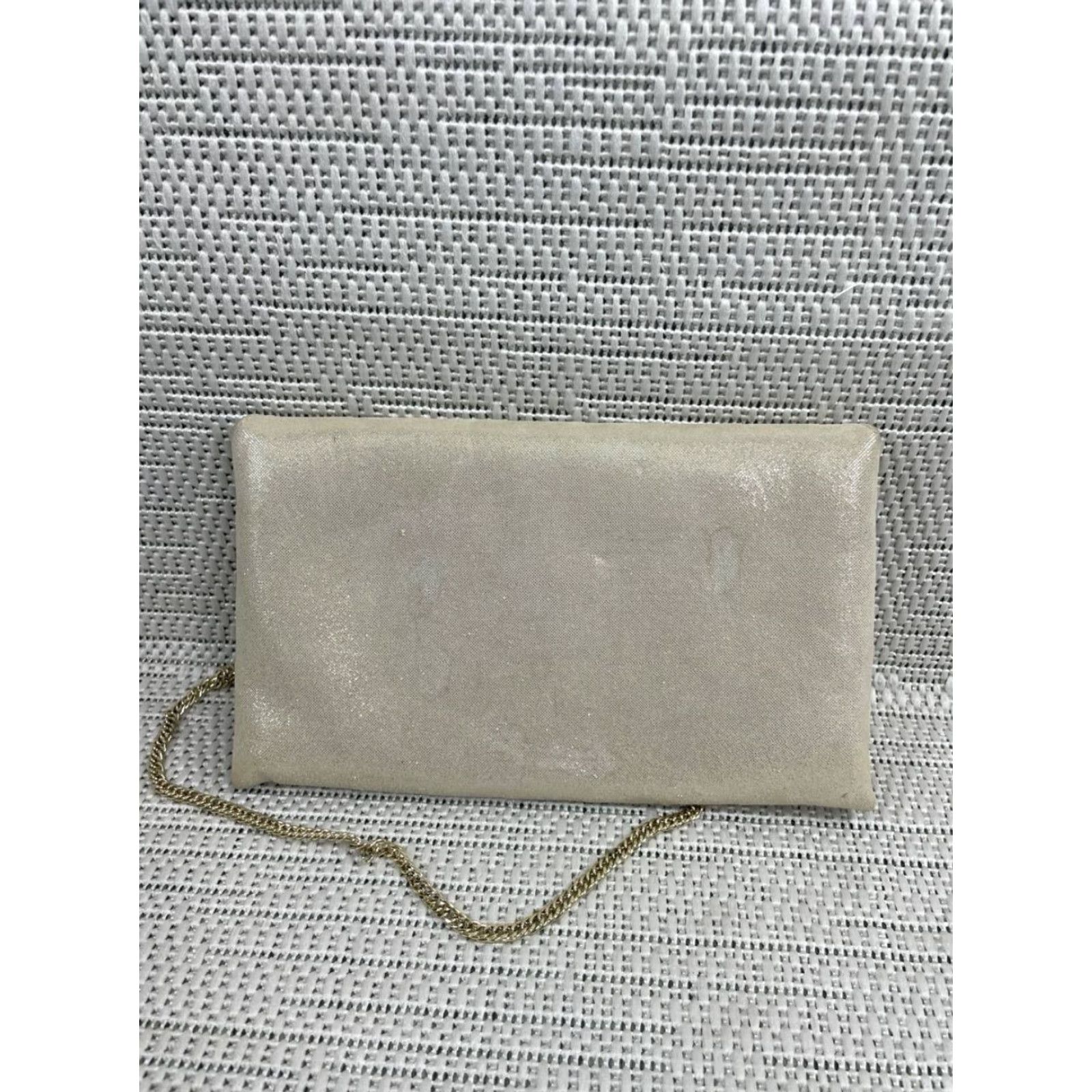 Stuart Weitzman Stuart Weitzman Bag Womens Small Beige Gold Chain Strap Inner Pocket Clutch Size ONE SIZE - 3 Thumbnail