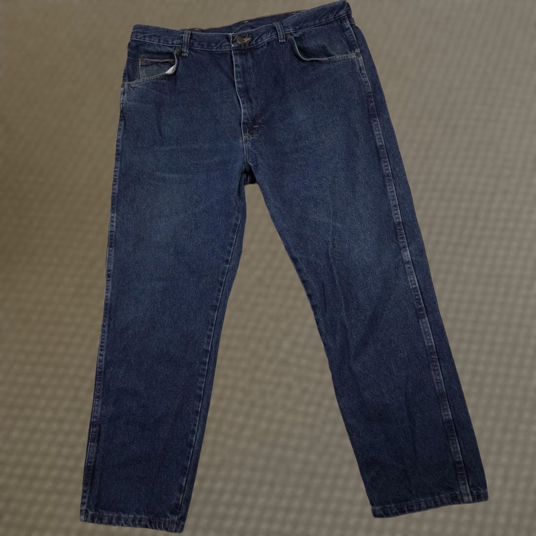 Wrangler Wrangler Mens Jeans 40x30 Blue Denim Wrangler Rugged Wear Straight Leg Classic Fit Jeans Mens 40x30 Denim Dark Size US 40 / EU 56 - 1 Thumbnail