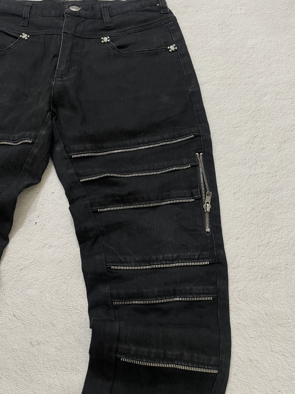 Japanese Brand 2000s Japanese Black Biker Multi Zipper Denim Hysteric Y2K Size US 29 - 4 Thumbnail