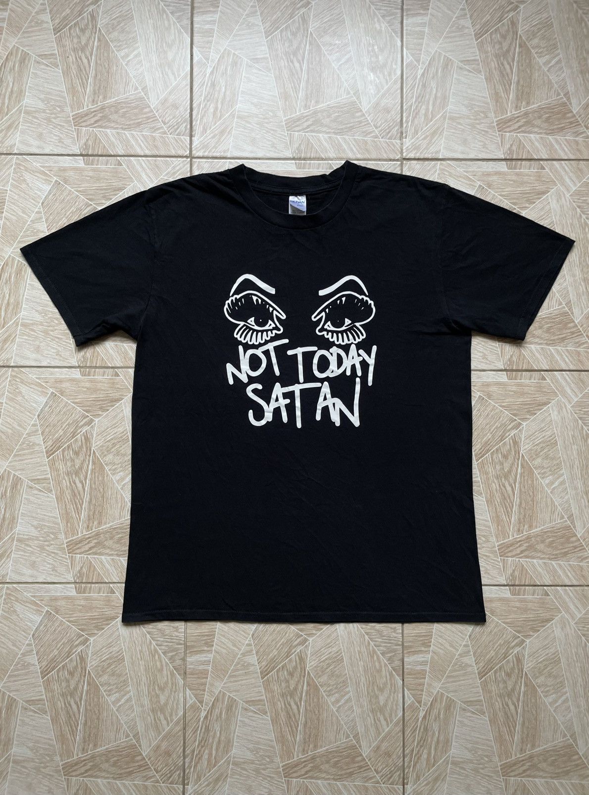 Band Tees × Vintage Vintage Not Today Satan Eyes Graphic Logo Tee Shirt Black Size US L / EU 52-54 / 3 - 1 Thumbnail