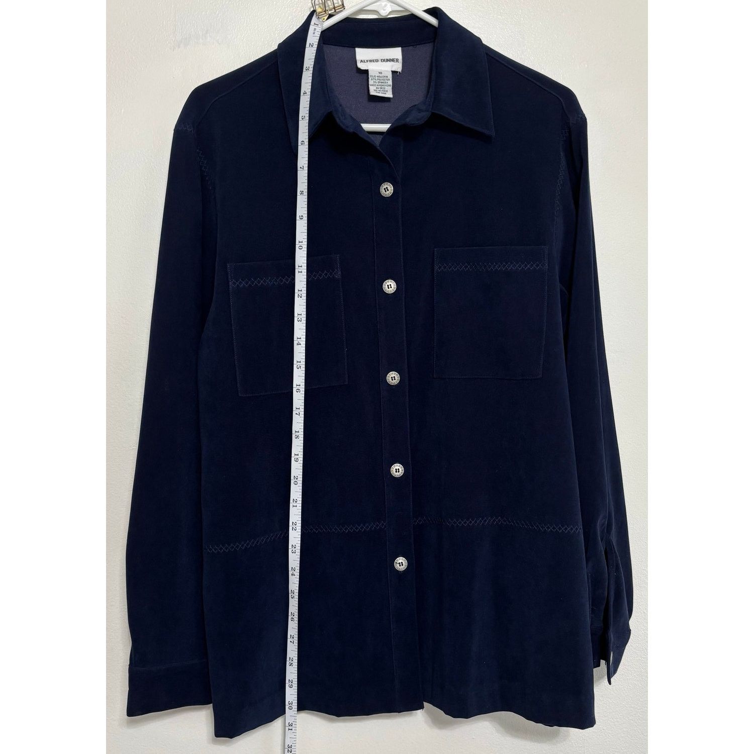 Other Alfred Dunner Navy Moleskin Button Shirt - Size 10 Size L / US 10 / IT 46 - 3 Thumbnail