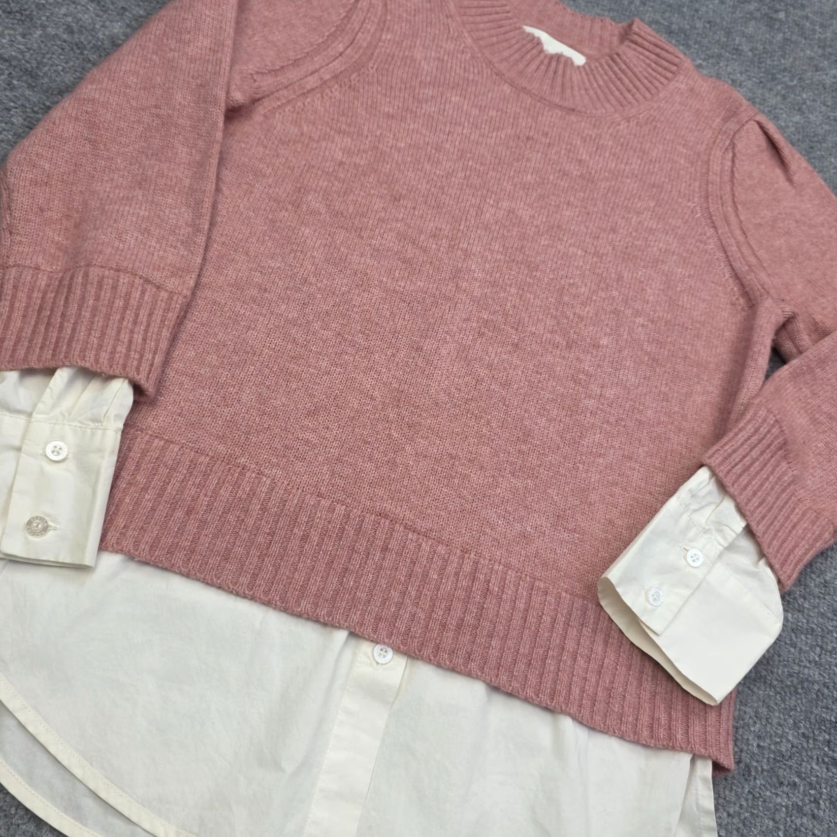 Brochu Walker Brochu Walker Nye Vest Sweater Women's Small Wool Cashmere Pink White Layered Size S / US 4 / IT 40 - 3 Thumbnail