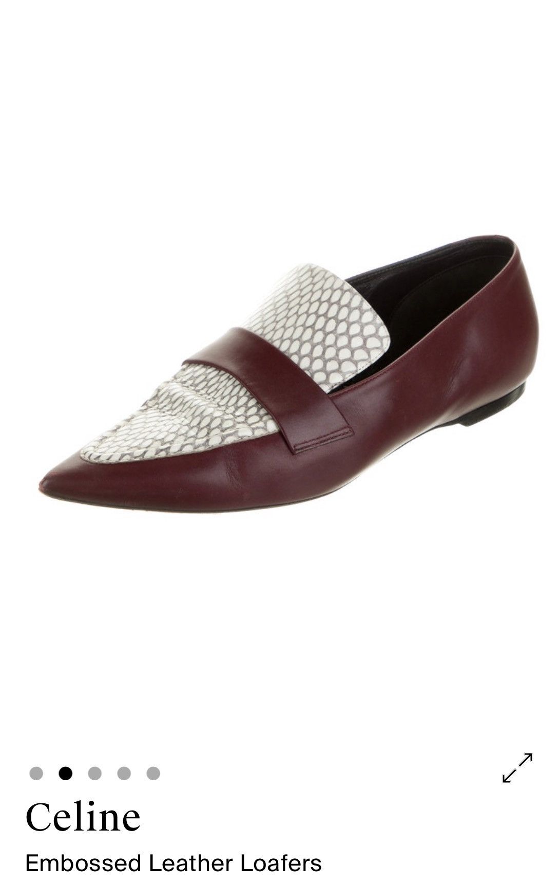 Celine Celine Embossed Burgundy and Cream Patterned Loafers Size US 9 / IT 39 - 1 Thumbnail