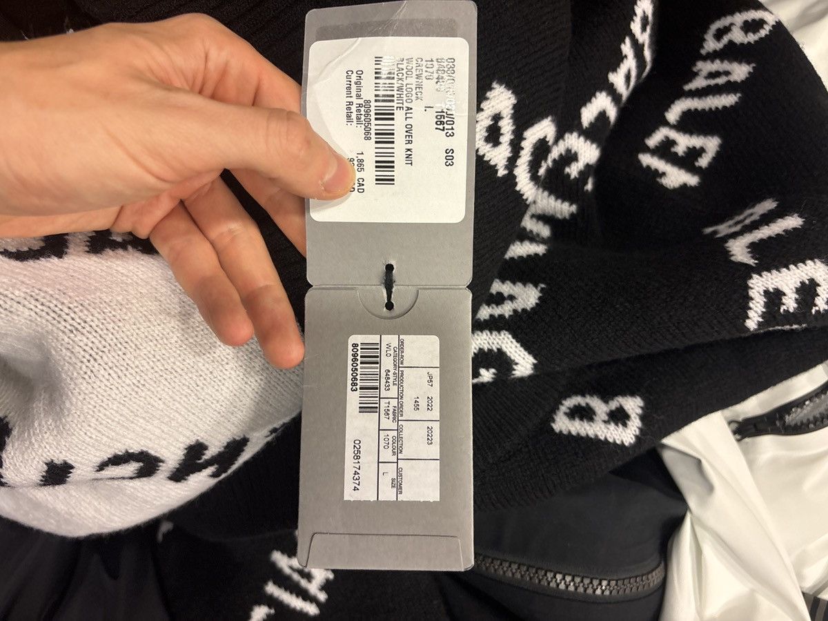 Balenciaga Balenciaga Black & White Wool All Over Sweater Size US XL / EU 56 / 4 - 8 Thumbnail