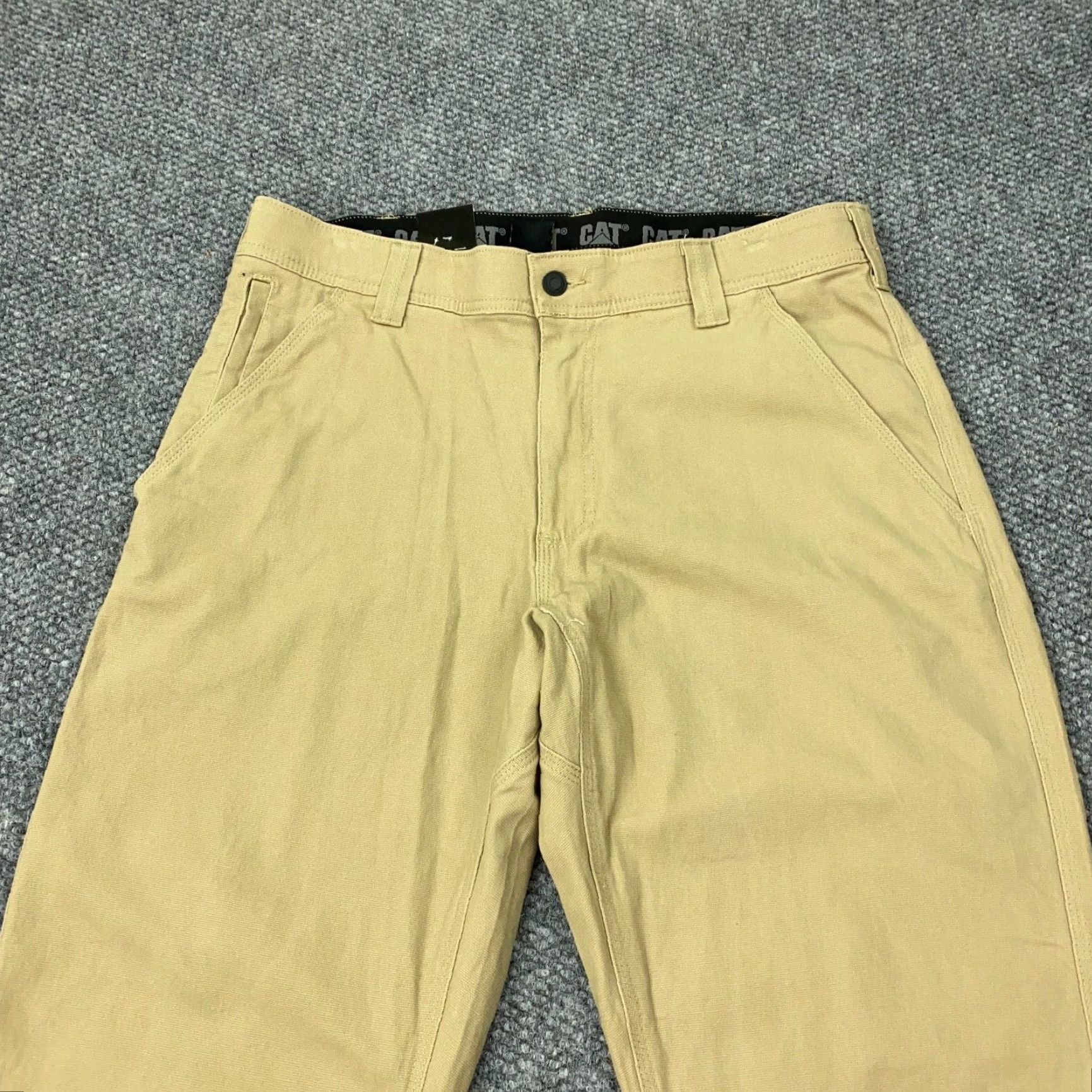 Vintage VINTAGE CAT Caterpillar Utility Pants Mens 34x29 Tan Canvas Flex Work Cargo NWT - Mens Carpenter Pant 34 Beige Canvas Stretch Pockets 36W 28L Updated" Size US 34 / EU 50 - 2 Thumbnail