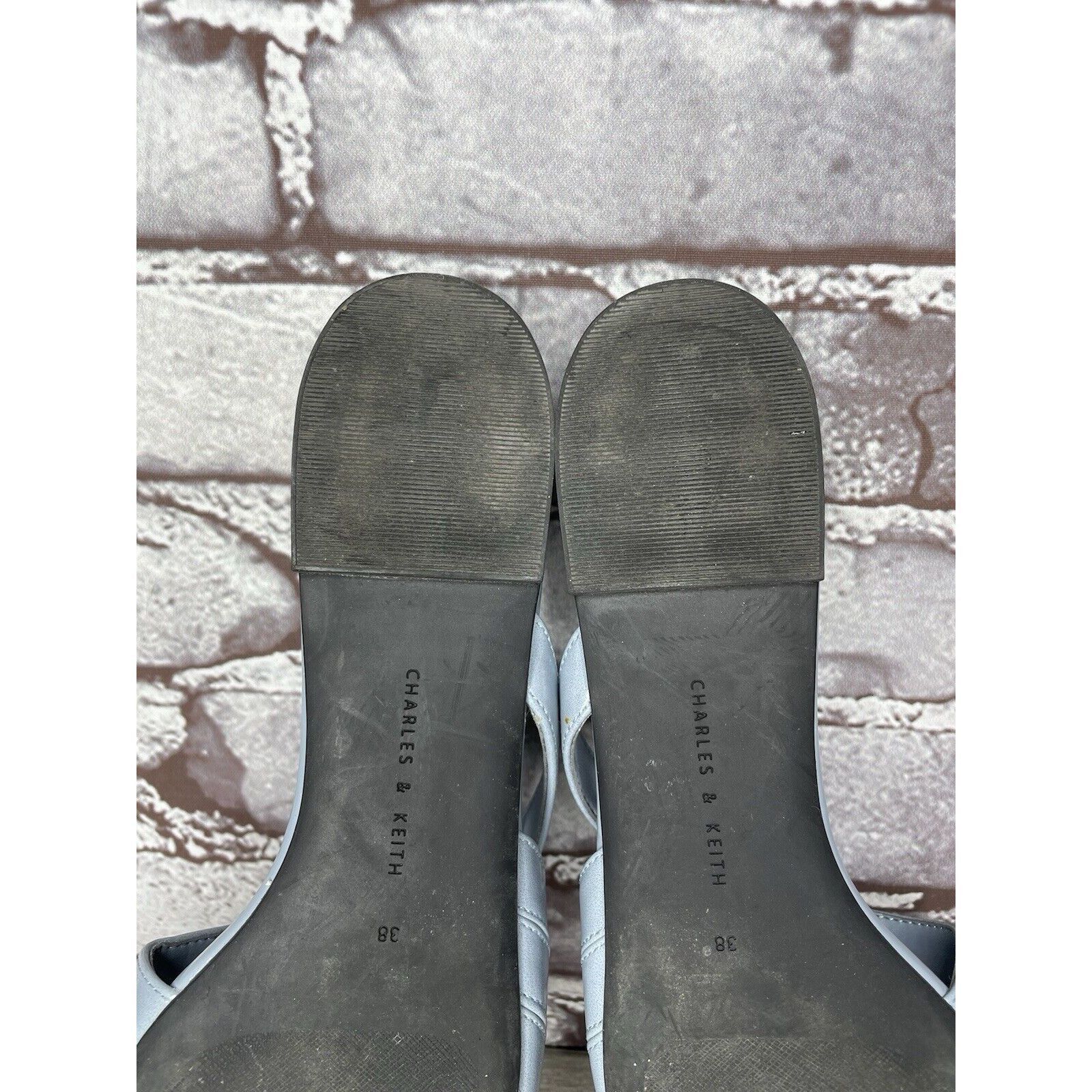 Other Charles Keith Blue Leather Pointed Toe Flats Mules Shoes Wom Size US 7.5 / IT 37.5 - 18 Thumbnail