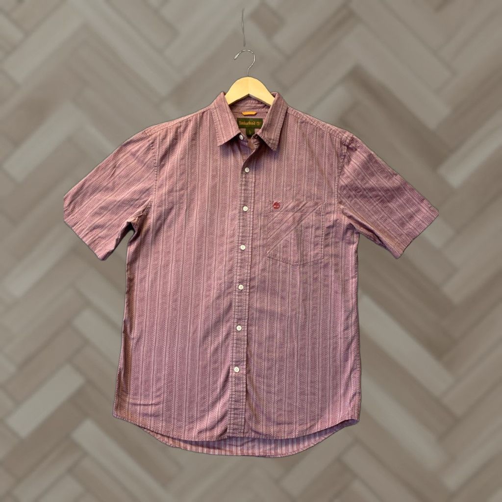 Timberland VINTAGE 90s Timberland Weather Gear Button-Up Shirt Short Sleeve L Red Slim Mens Size US L / EU 52-54 / 3 - 1 Thumbnail
