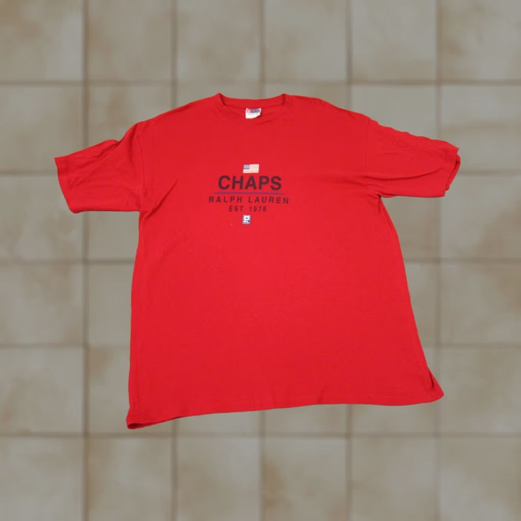 Ralph Lauren Vintage Ralph Lauren Shirt Mens Large Red Chaps T 90s Big Logo Flag Casual Size US L / EU 52-54 / 3 - 1 Thumbnail