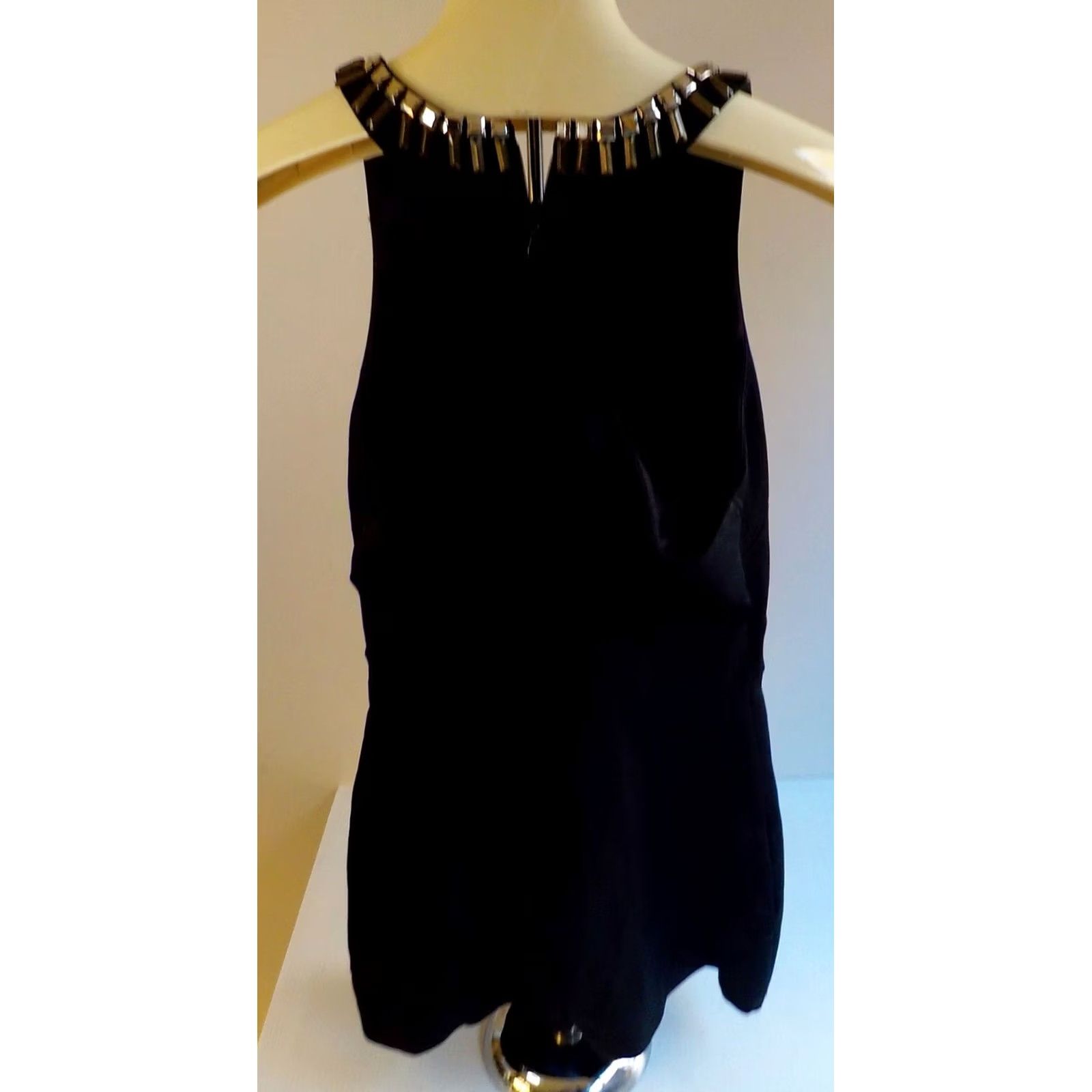 Bebe Bebe Black Metal Look Embellished Shorts Romper XS/S Small Rayon/Nylon/Spandex Romper Womens Sleeveless Round Neck Zip Size 28" / US 6 / IT 42 - 4 Thumbnail