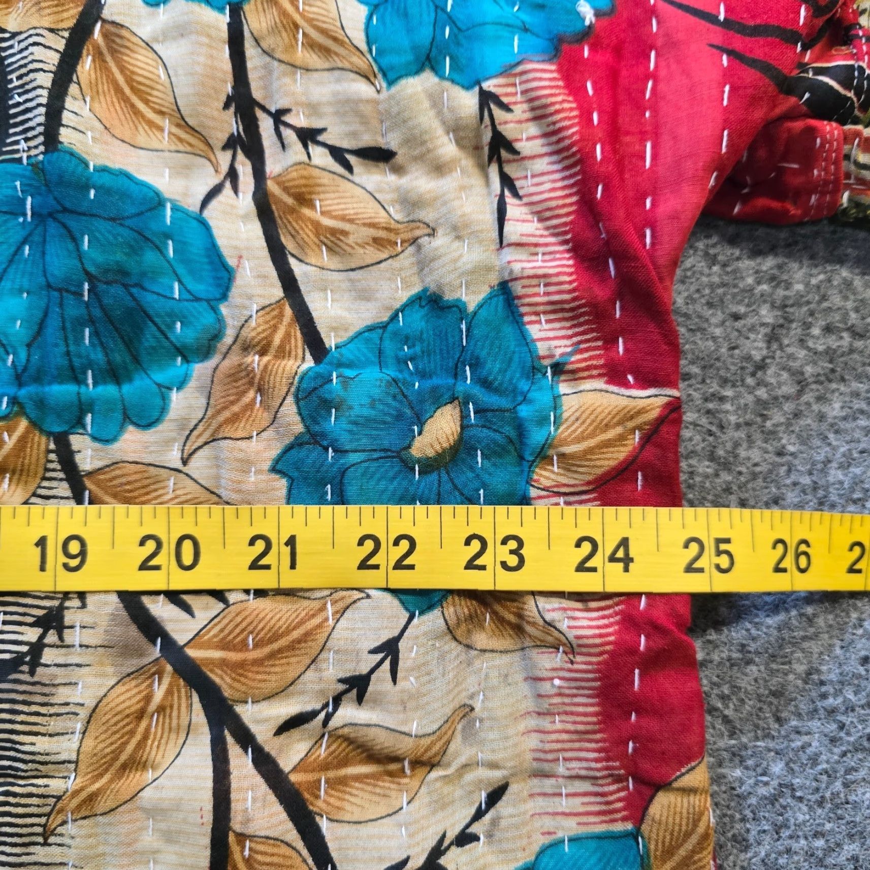 Vintage Quilted Jacket Womens 1X Brown Green Floral Patchwork Open Kimono Sleeve Jacket Coat Casual Bohemian Style Womens Size XL / US 12-14 / IT 48-50 - 6 Thumbnail