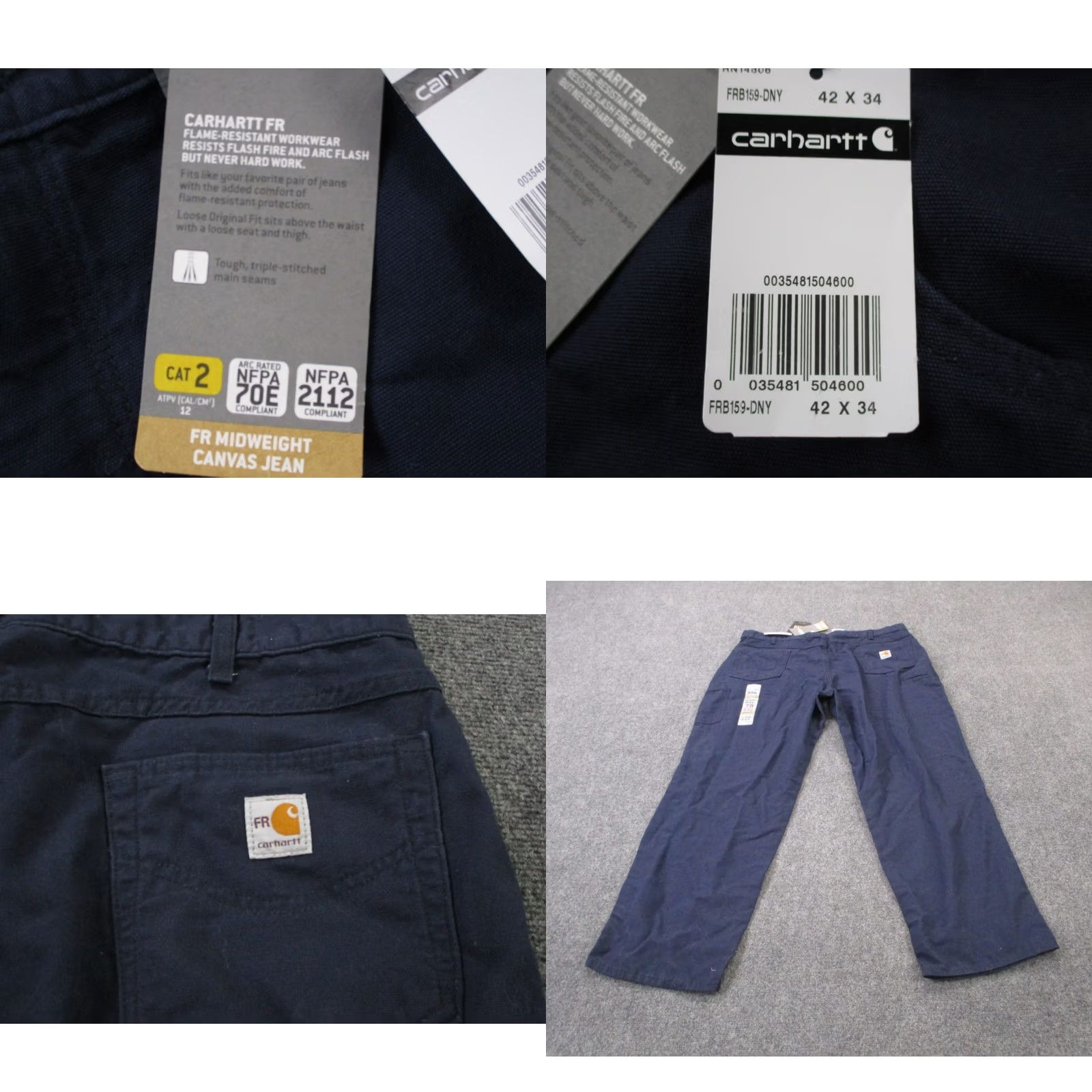 Carhartt Carhartt Pants Mens 42 X 34 Blue Original Fit Cat 2 Flame Resistant Jeans NEW Size US 42 / EU 58 - 9 Thumbnail