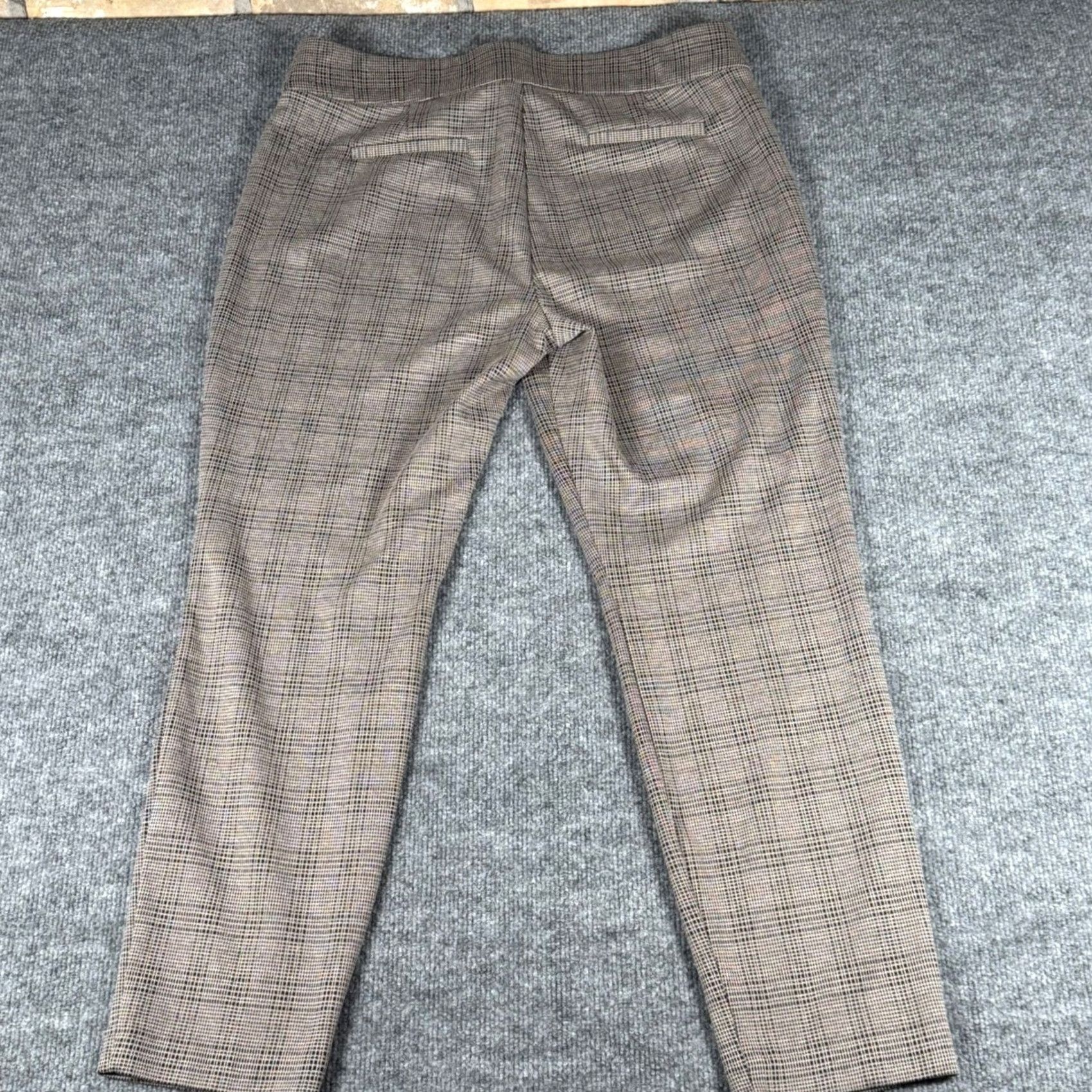 Vintage Ophelia Roe Plaid Stretch Pants Dress Pants Women Large Beige 36x28 Faux Pockets Tweed Workwear Office Career Trousers Size 36" / US 14 / IT 50 - 3 Thumbnail