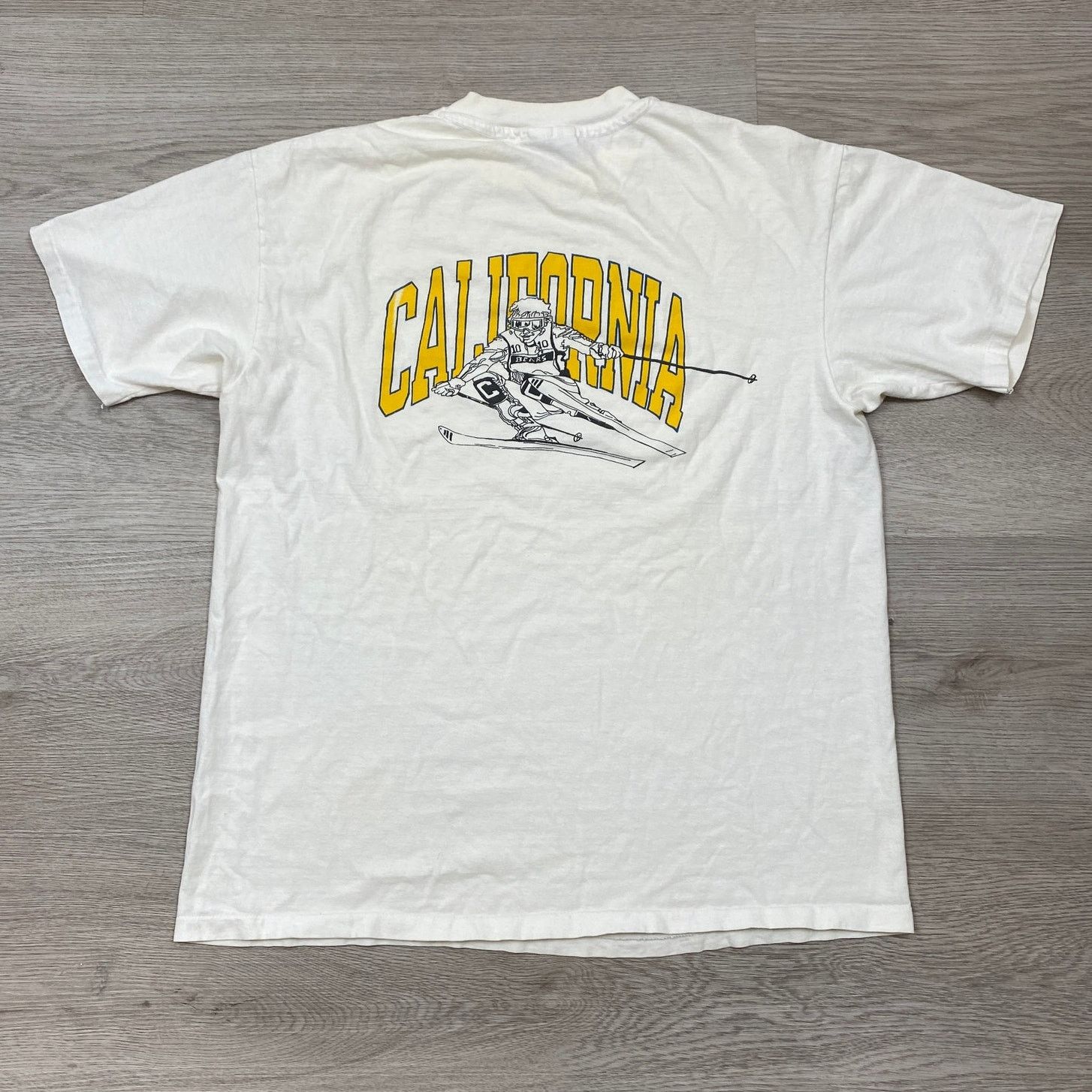 image of Hanes x Vintage VTG 80's Cal Uc Berkely Ski Team T Shirt Men's XL in White (Size Medium)