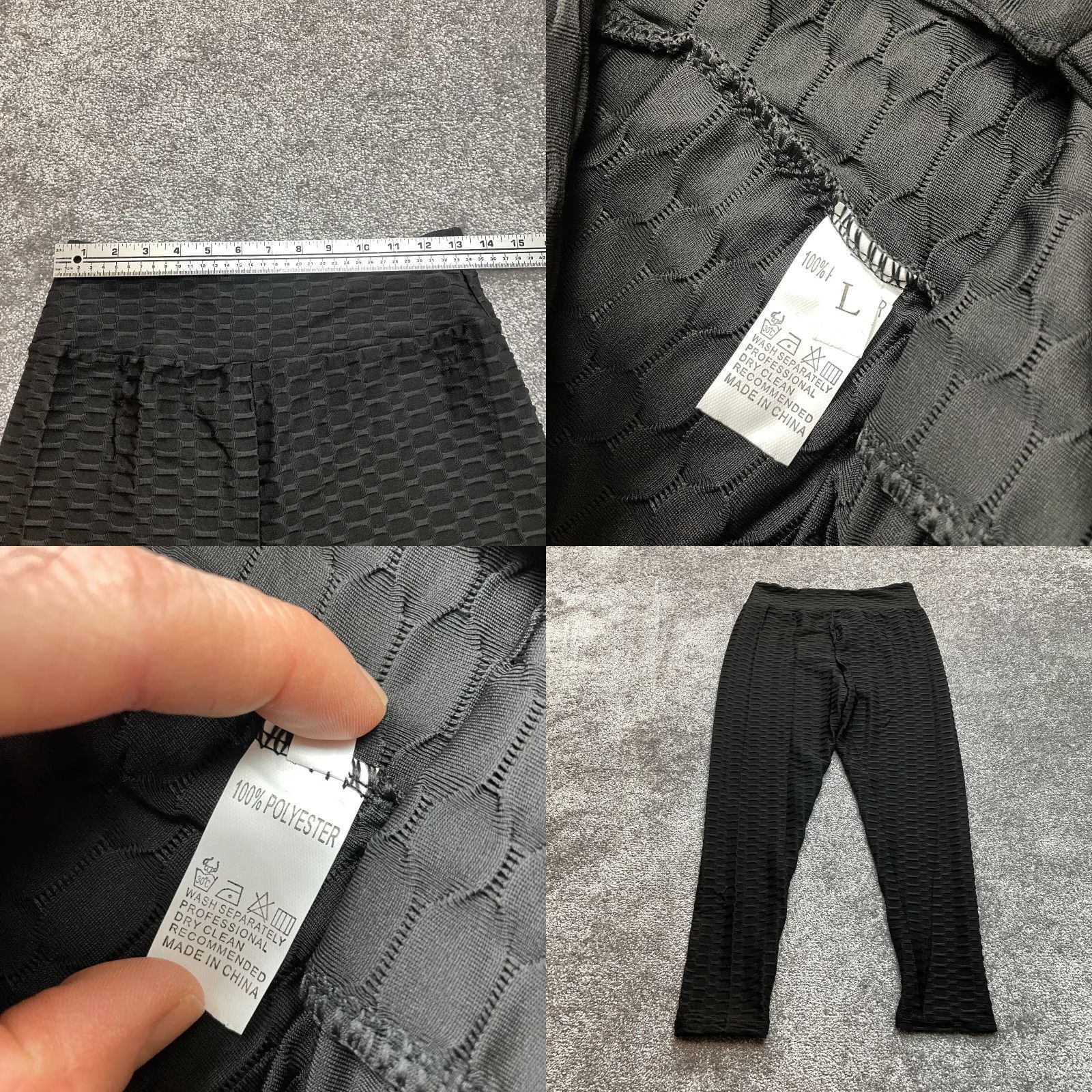 Vintage Unbranded Leggings Womens Large Black Yoga Stretch Textured Pants New NWT Size 36" / US 14 / IT 50 - 8 Thumbnail