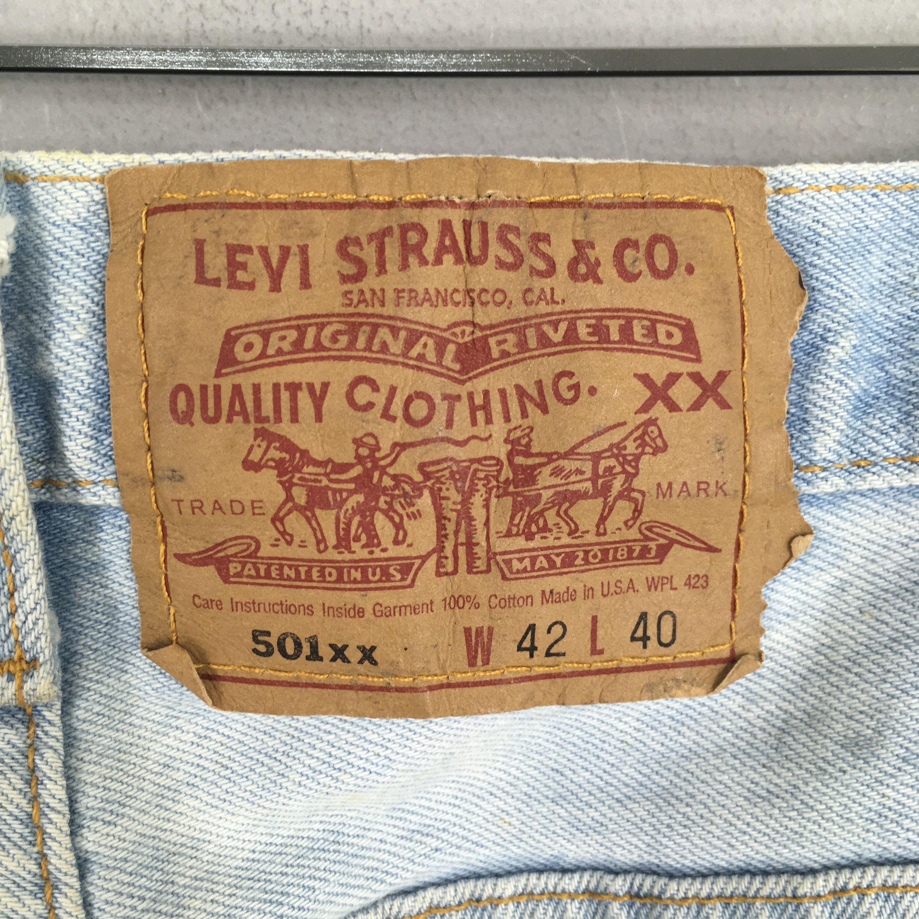 Levi's Size 38x35.5 Vintage 90s Levi's 501 Faded Blue Jeans Size US 30 / EU 46 - 11 Thumbnail