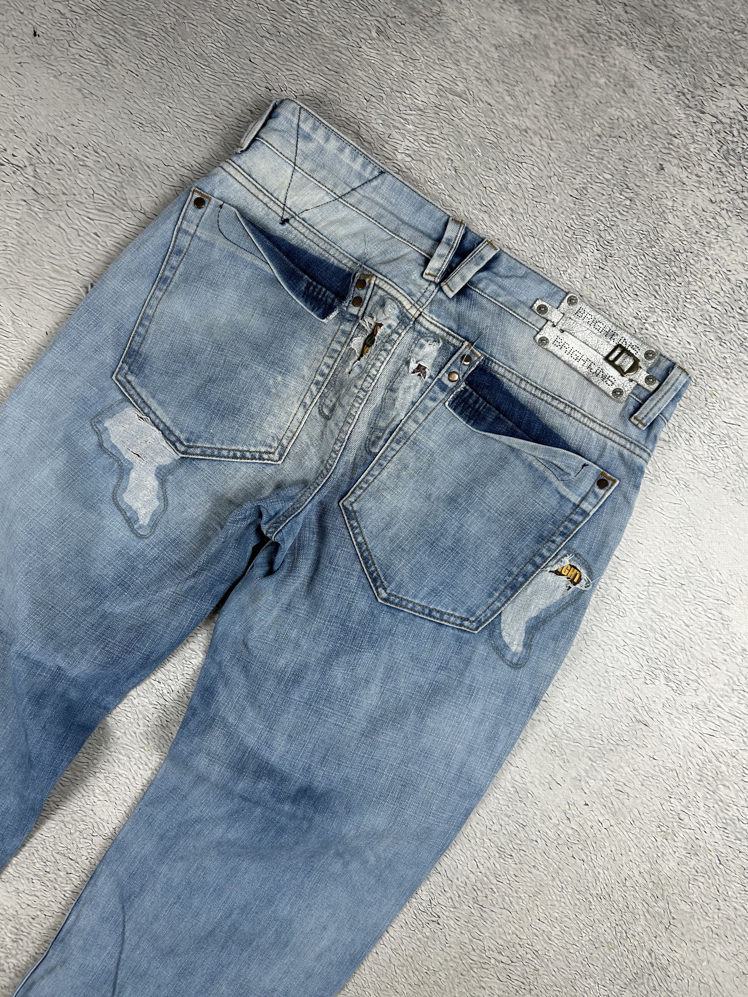 Japanese Brand Distressed Denim Jeans Patchwork Straight Leg Ripped Size US 34 / EU 50 - 3 Thumbnail