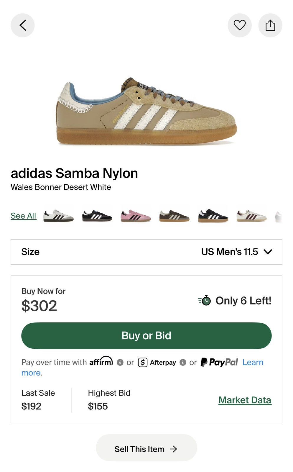 Adidas × Wales Bonner Wales Bonner Samba Nylon Size US 11.5 / EU 44-45 - 8 Thumbnail