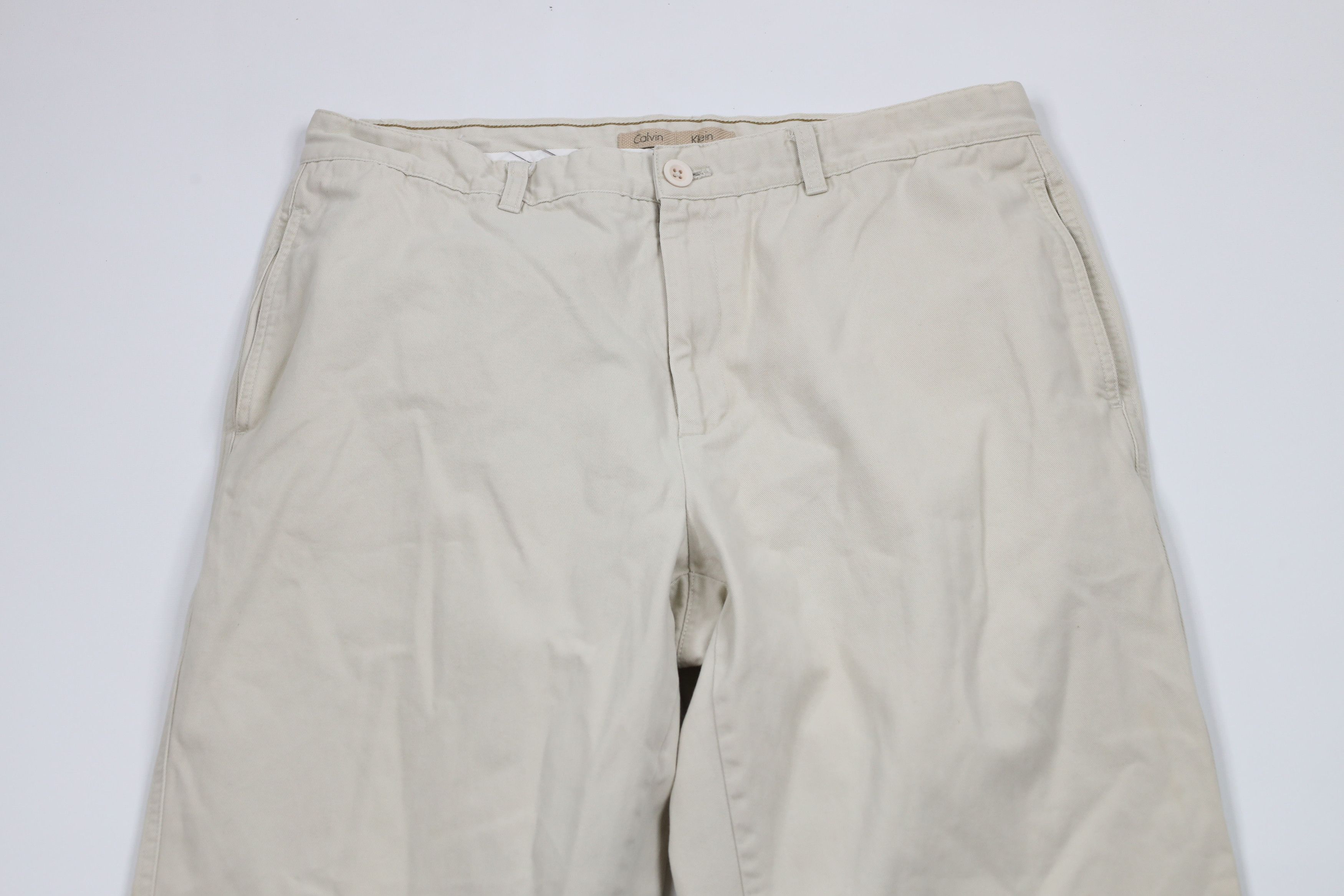 Calvin Klein × Vintage Vintage 90s Calvin Klein Spell Out Wide Leg Pants Beige Size US 34 / EU 50 - 2 Thumbnail