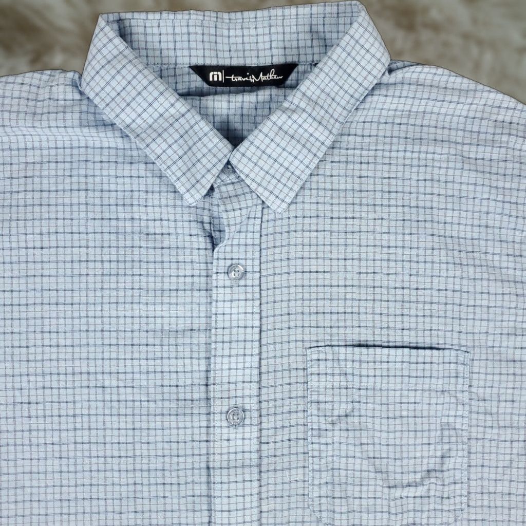 TravisMathew Travis Mathew Shirt Mens L Blue Plaid Button-Up Short Sleeve Casual Office Workwear Everyday Size US L / EU 52-54 / 3 - 1 Thumbnail