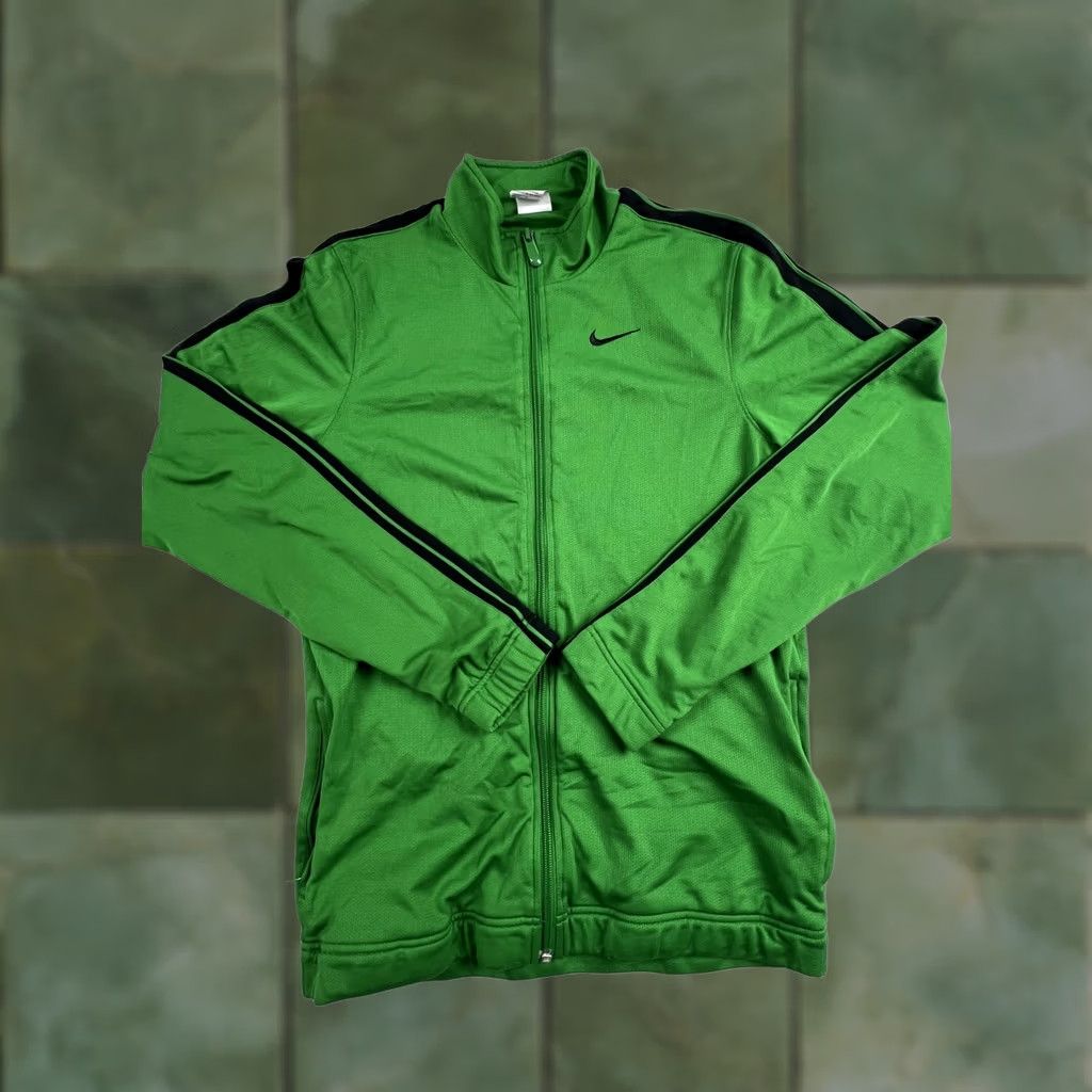 Nike Nike Track Jacket Mens M Green Striped Full Zip Stand Collar Lightweight Breathable Athletic Activewear Regular Fit Jacket Mens Boys Womens Size US M / EU 48-50 / 2 - 1 Thumbnail