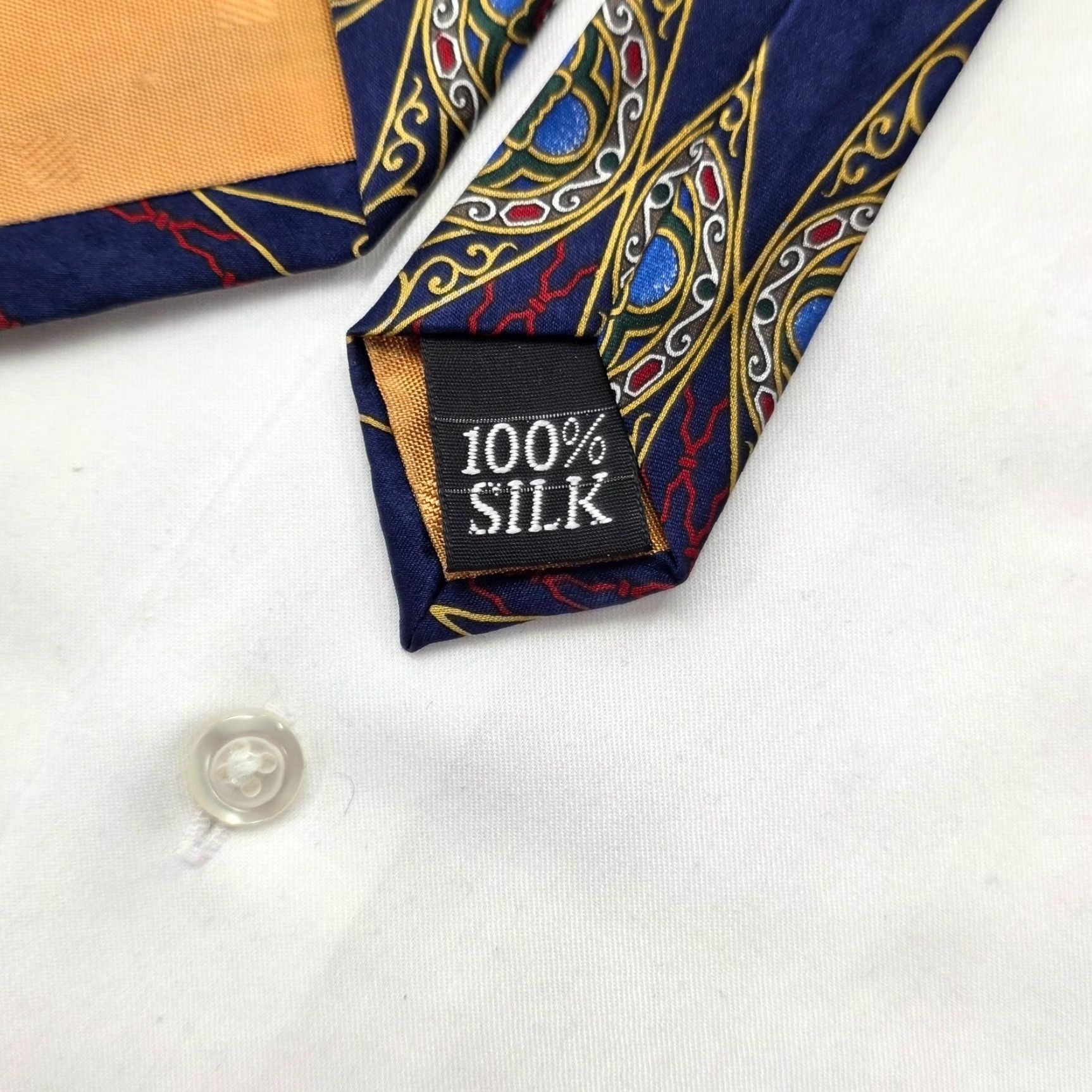 Oscar De La Renta Vintage Oscar de la Renta Necktie Mens Blue Silk Geometric Pattern USA Designer Tie Size ONE SIZE - 5 Thumbnail