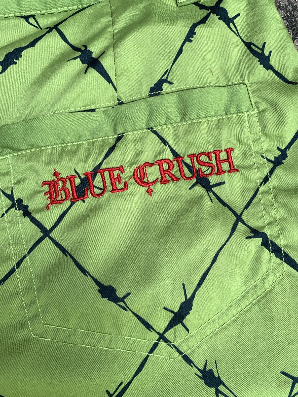 Japanese Brand y2k Blue Cross Japan Spike Fence Neon Green Graphic Skorts Size 29" - 9 Thumbnail
