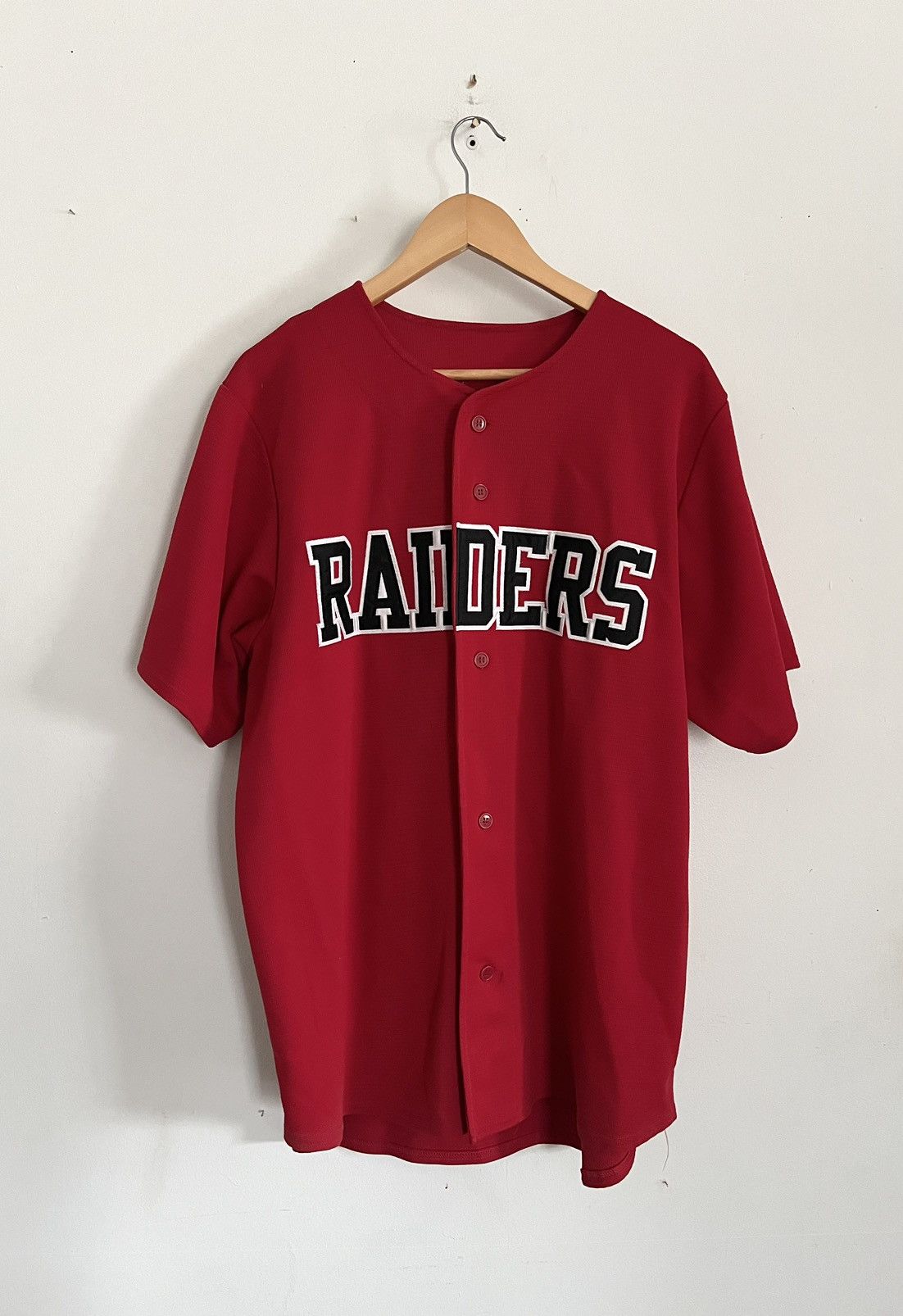 image of Vintage 90’S VTG Raiders Baseball Jersey • Made In Canada in Red, Men's (Size Large)