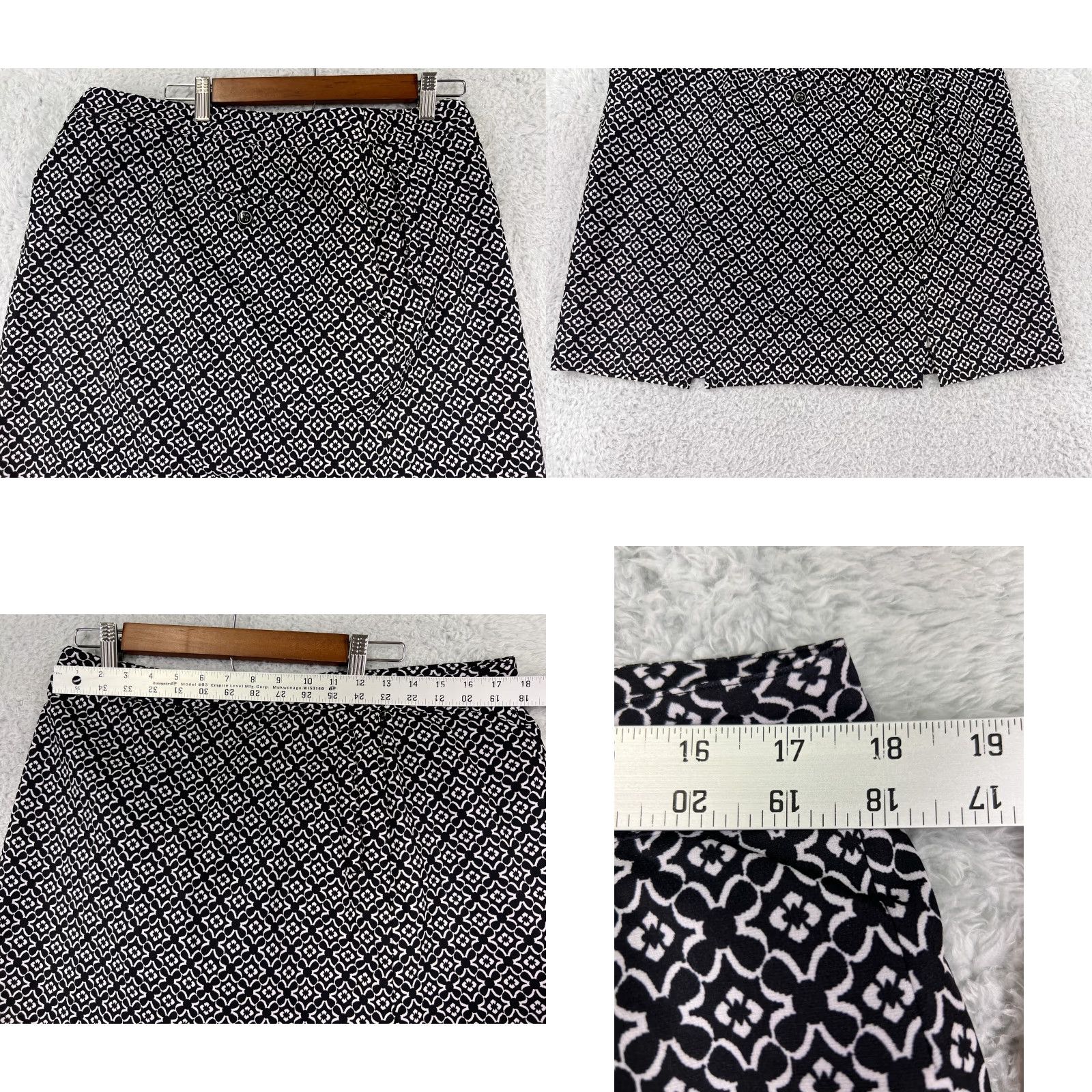 Vintage EP Pro Skirt Womens 14 Black Floral Print Polyester Knit Mini Short Elastic Waist Pockets Zipper Sports Casual Spring Summer Fall Girls Womens Size 36" / US 14 / IT 50 - 8 Thumbnail