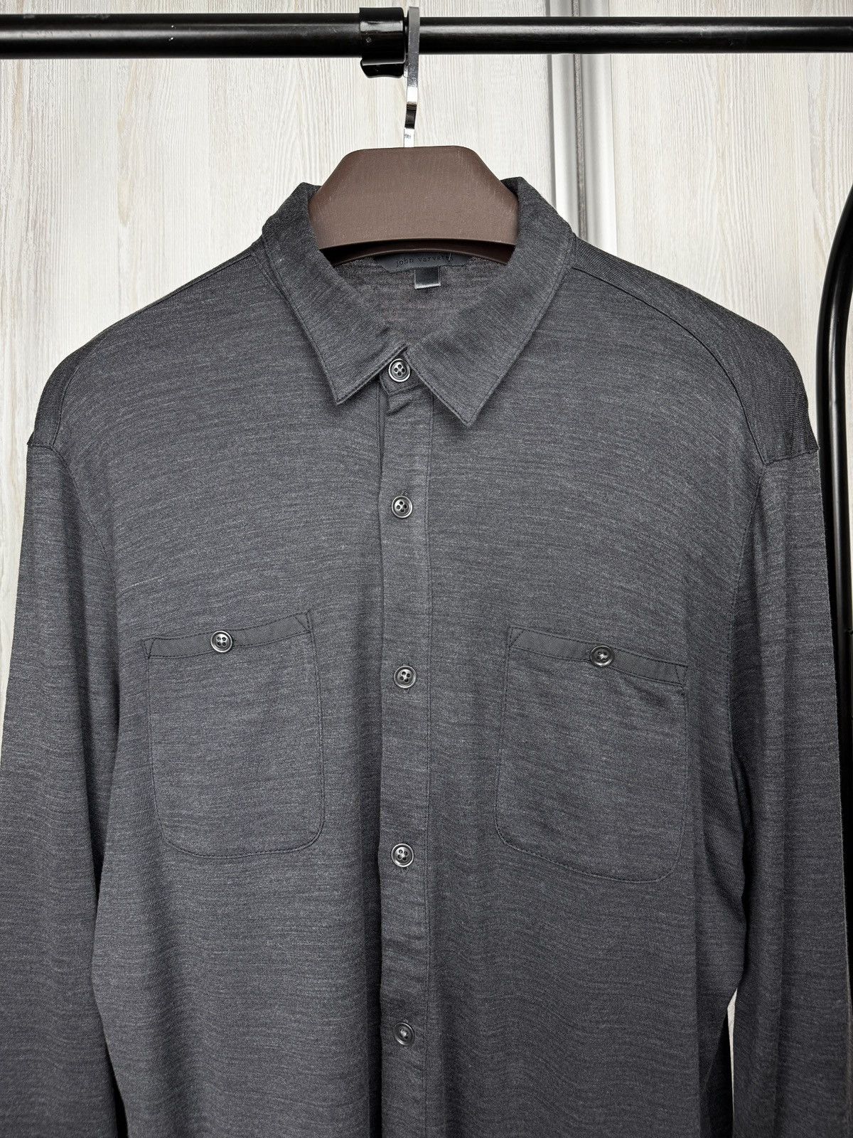 John Varvatos John Varvatos Collection Men's Grey Silk Cotton Knit Shirt Size US M / EU 48-50 / 2 - 3 Thumbnail