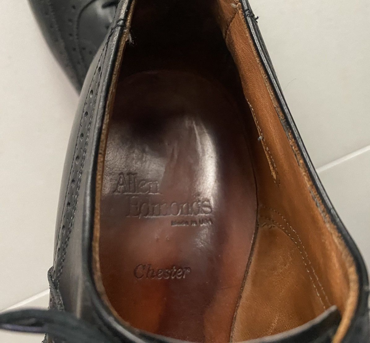 Allen Edmonds Allen Edmonds Chester 1903 Black Leather Wingtip Oxfords 9 E Size US 9 / EU 42 - 14 Thumbnail