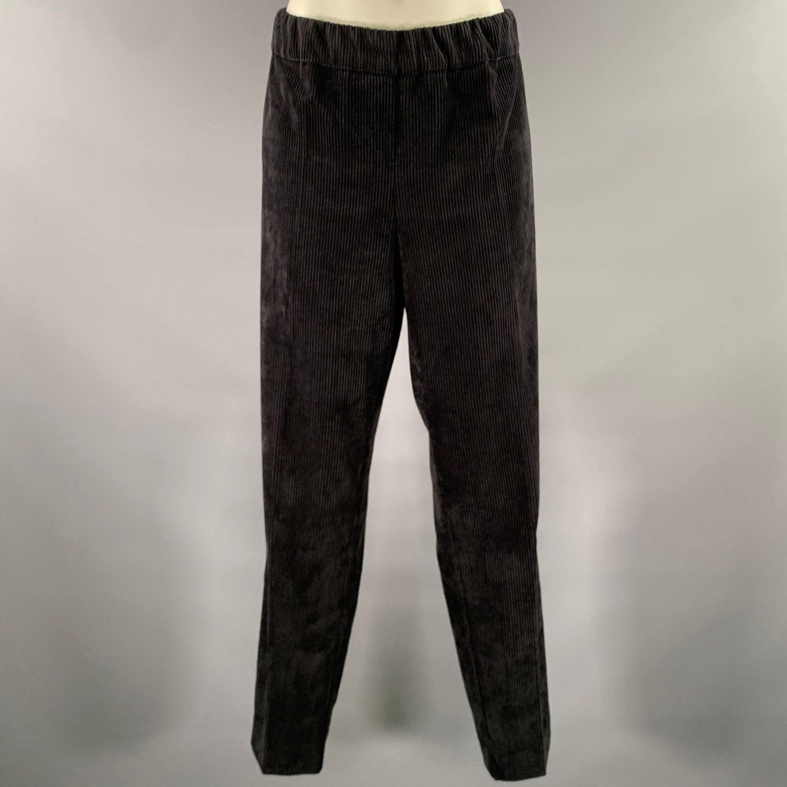 D.Exterior D. EXTERIOR Size 12 Black Polyester Elastane Corduroy Pants Size US 35 - 1 Thumbnail