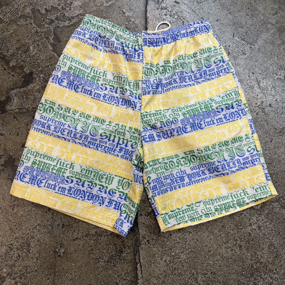 Supreme Supreme Green Yellow and Blue Latin Script Shorts Size US 32 / EU 48 - 1 Thumbnail