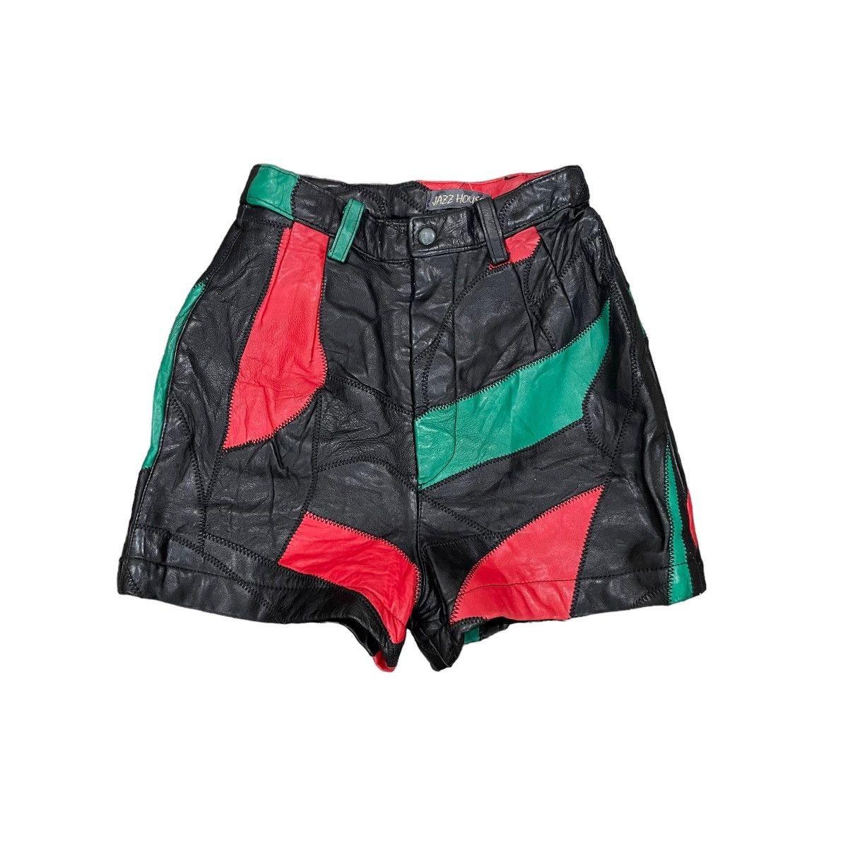 Genuine Leather × Leather × Vintage Rare Genuine Leather Patchwork Short Pants Size 23" - 1 Thumbnail