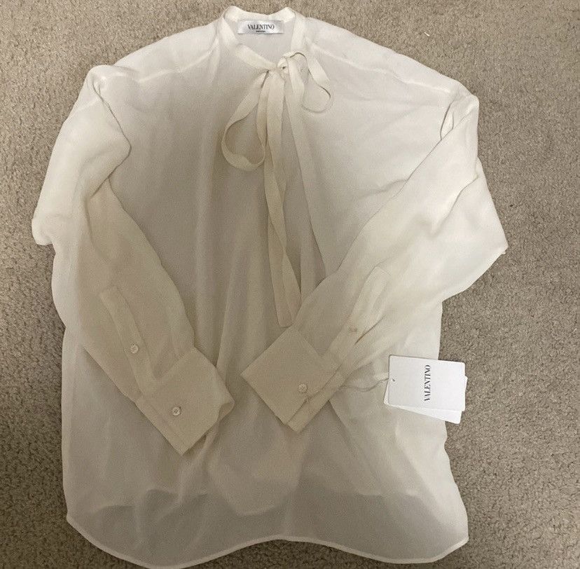 image of Valentino Garavani 100% Silk Blouse in White, Women's (Size Small)