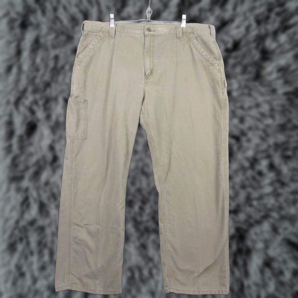 Carhartt Carhartt Pants Mens 42x30 Khaki Workwear Original Dungaree Fit Canvas B151 LB Flat Front Straight Leg Size US 42 / EU 58 - 1 Thumbnail