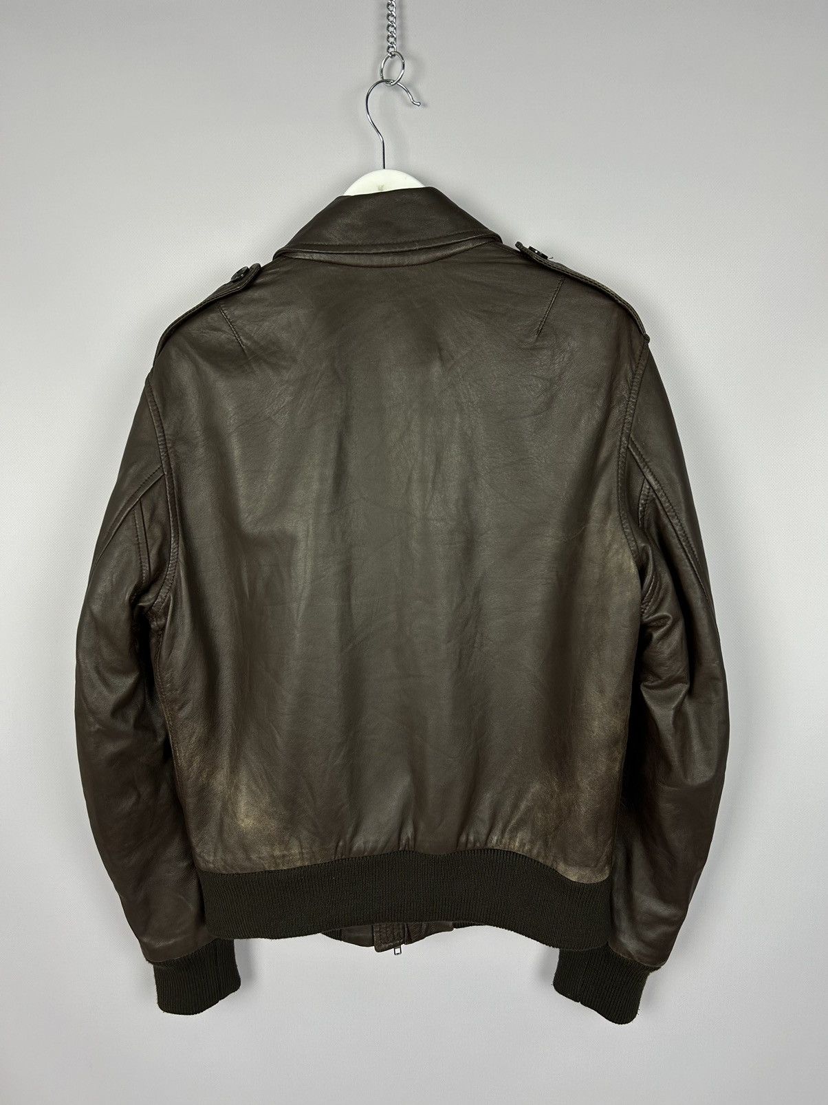 Hackett Hackett Leather Brown Bomber Jacket Size M Size US M / EU 48-50 / 2 - 9 Thumbnail