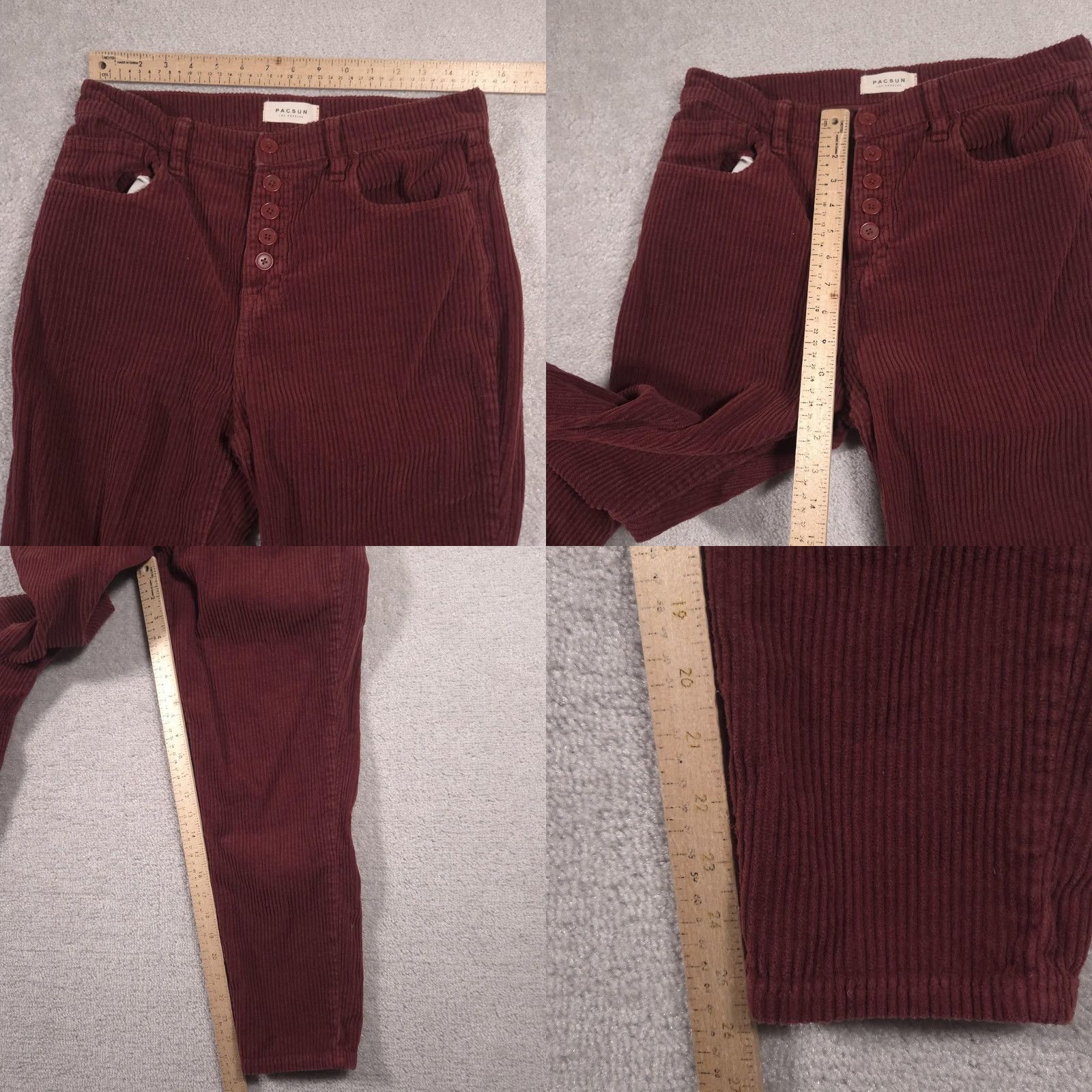 Pacsun VINTAGE PacSun Pants Womens 30 Red Corduroy High Rise Button Fly Ankle Tapered Size 30" / US 8 / IT 44 - 8 Thumbnail