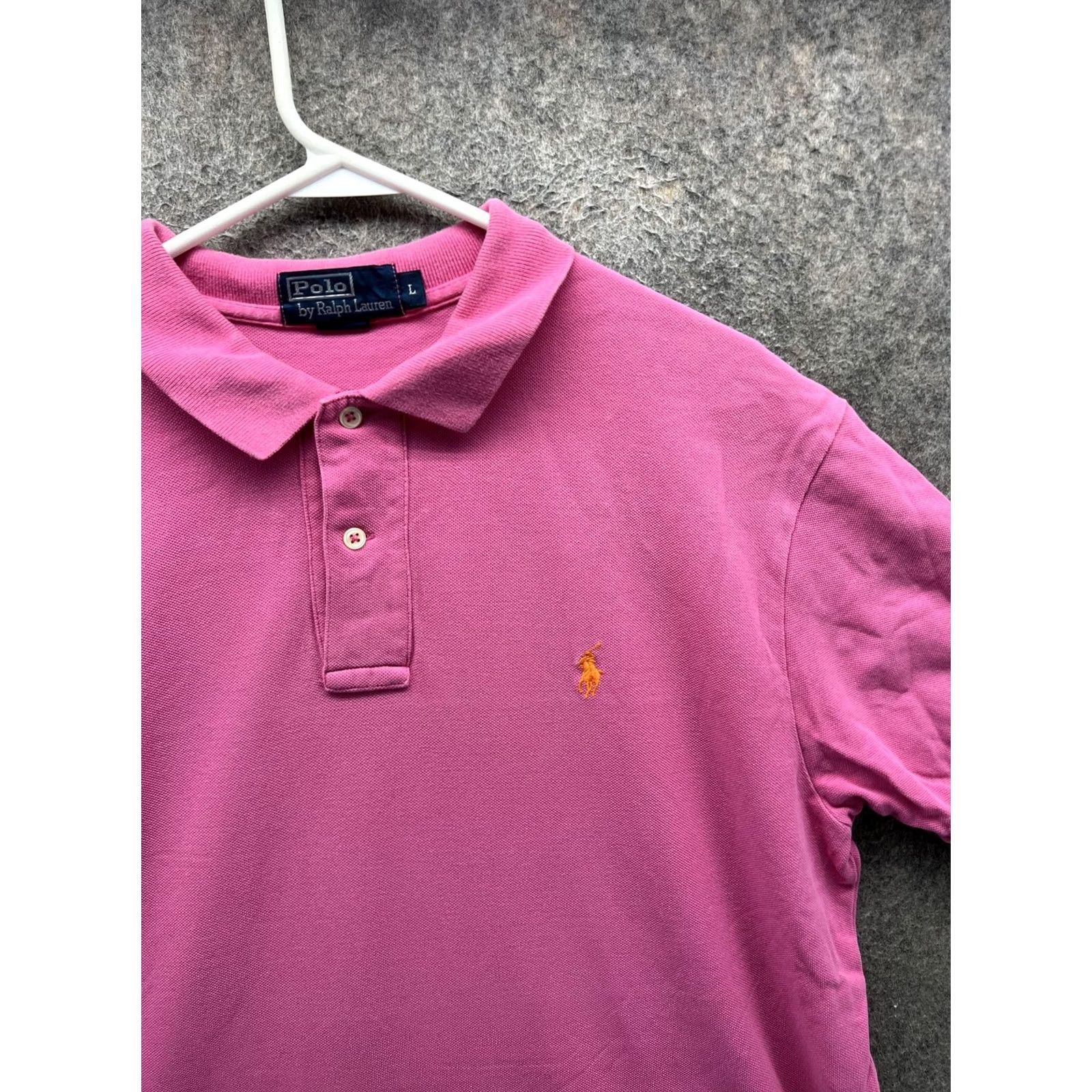Polo Ralph Lauren Polo Shirt Mens Large Pink Polo by Ralph Lauren Solid Pony Logo Cotton Pique Casual Button Short Sleeve Old Style? Size US L / EU 52-54 / 3 - 2 Thumbnail