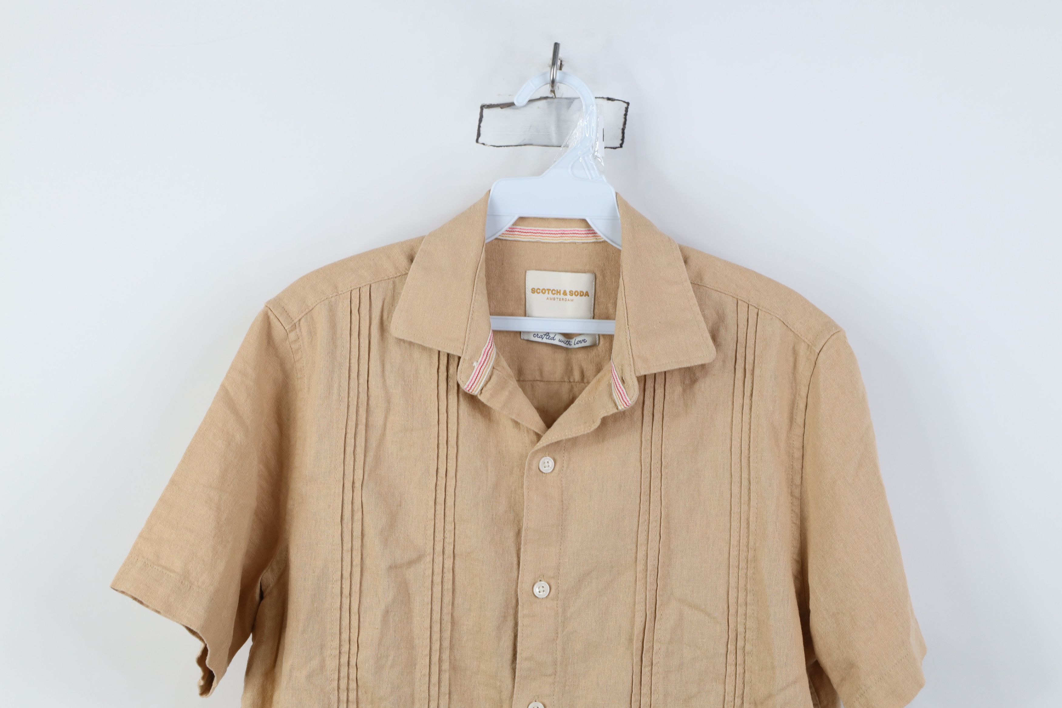 Scotch & Soda Scotch & Soda Blend Short Sleeve Collared Button Shirt Beige Size US S / EU 44-46 / 1 - 2 Thumbnail
