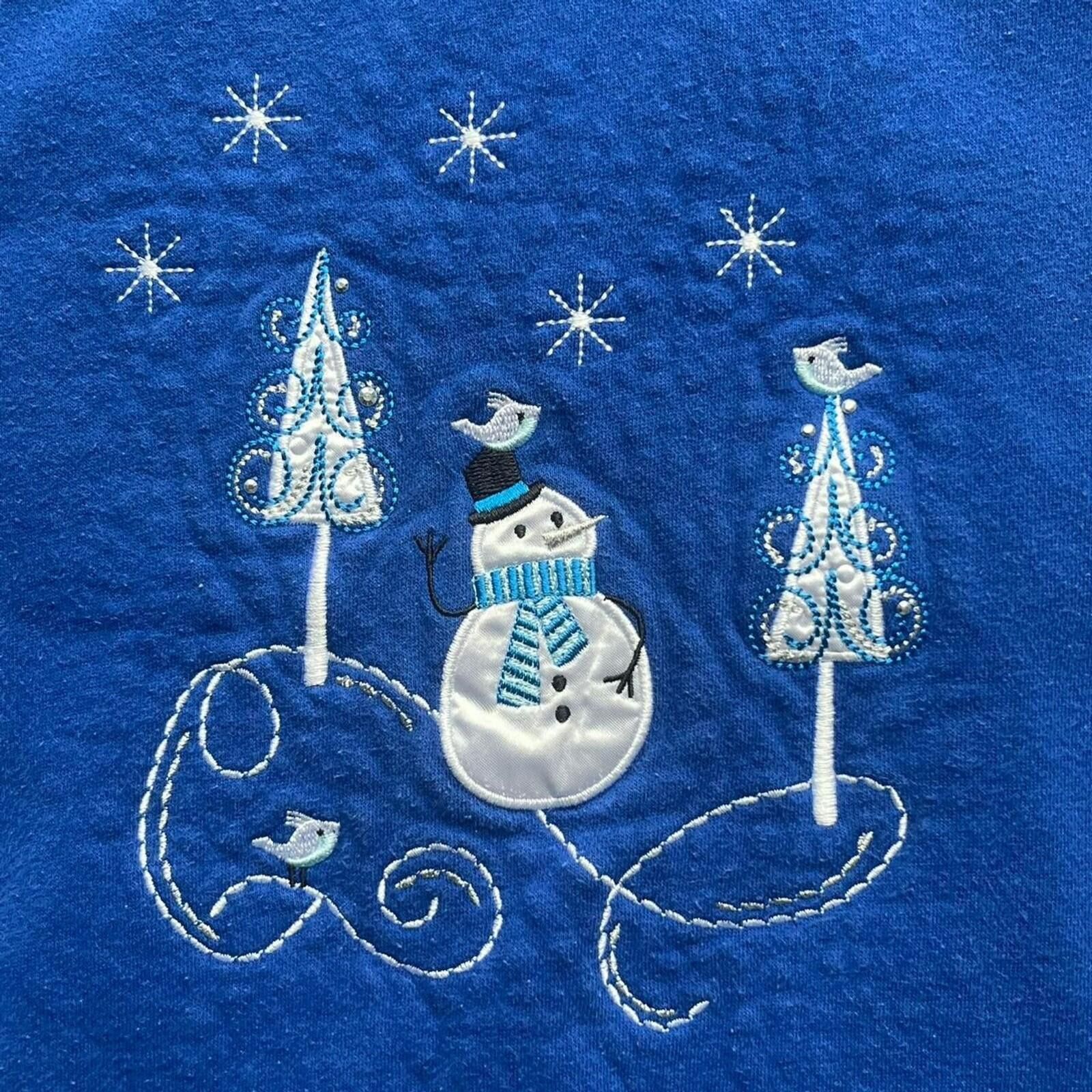 Basic Editions Holiday Embroidered Snowman Wonderland Sweatshirt Crewneck Size M / US 6-8 / IT 42-44 - 4 Thumbnail
